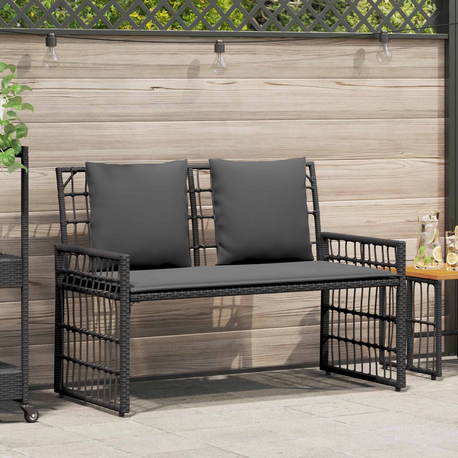 Outdoor bench Simple Black and dark grey 116 x 55 x 82 cm