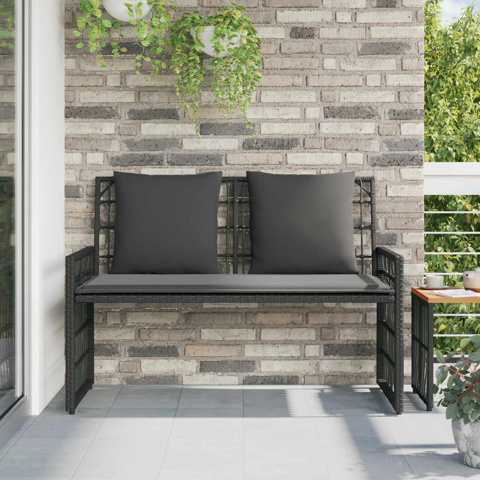 Outdoor bench Simple Black and dark grey 116 x 55 x 82 cm