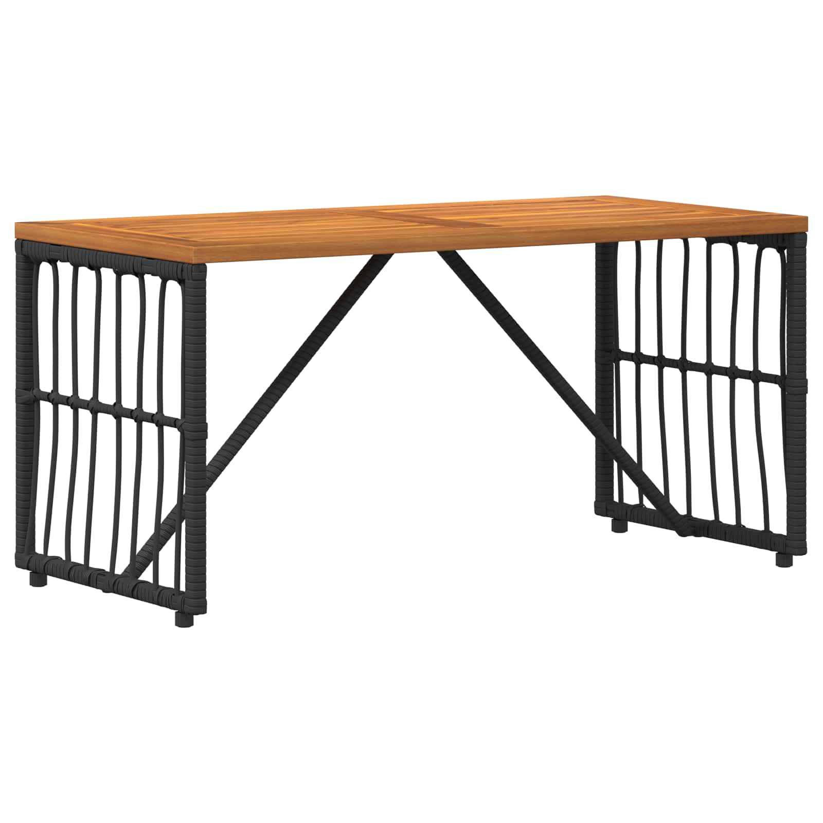 Lauko stalas Juodas 80 x 40 x 40 cm Plienas ir poli ratanas