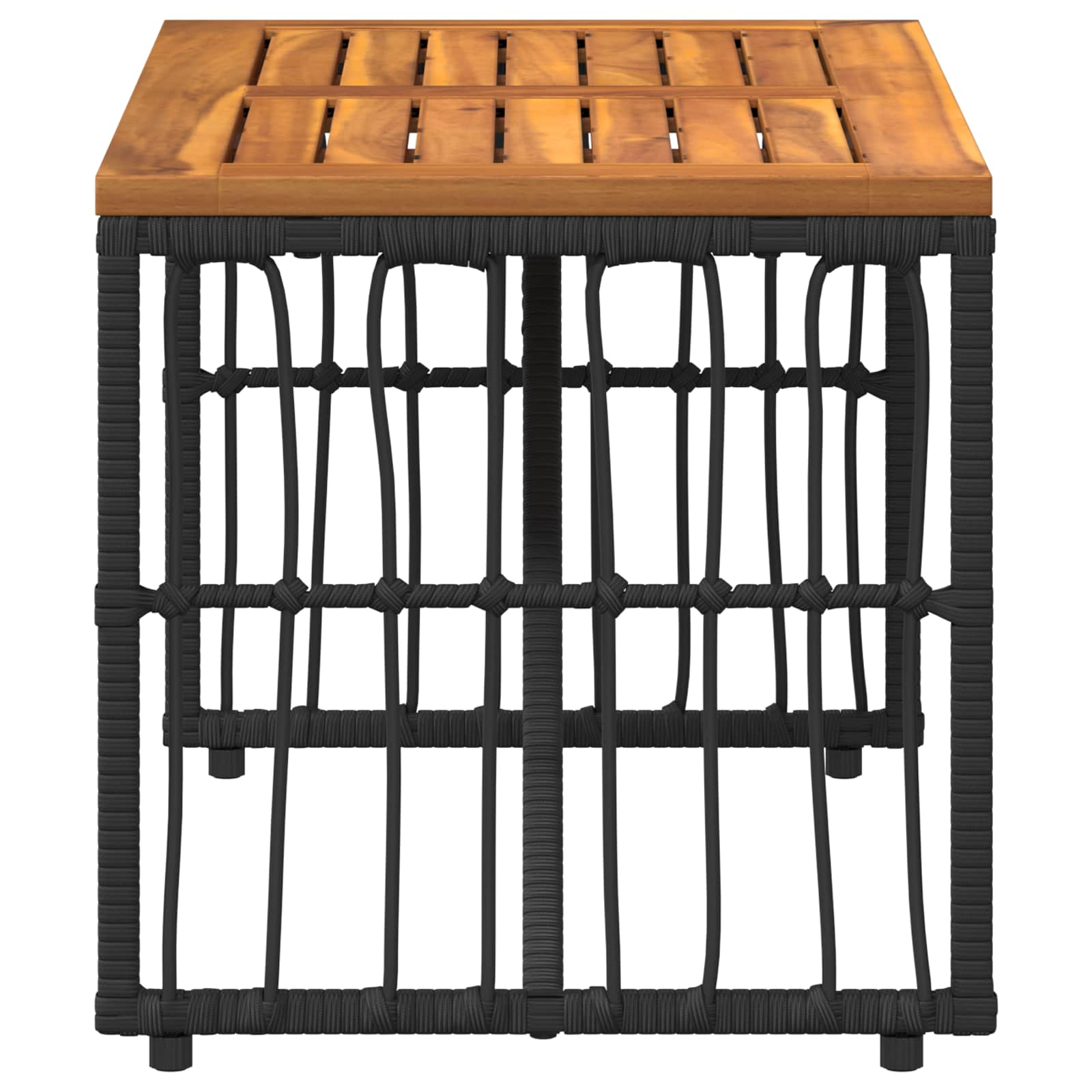 Lauko stalas Juodas 80 x 40 x 40 cm Plienas ir poli ratanas