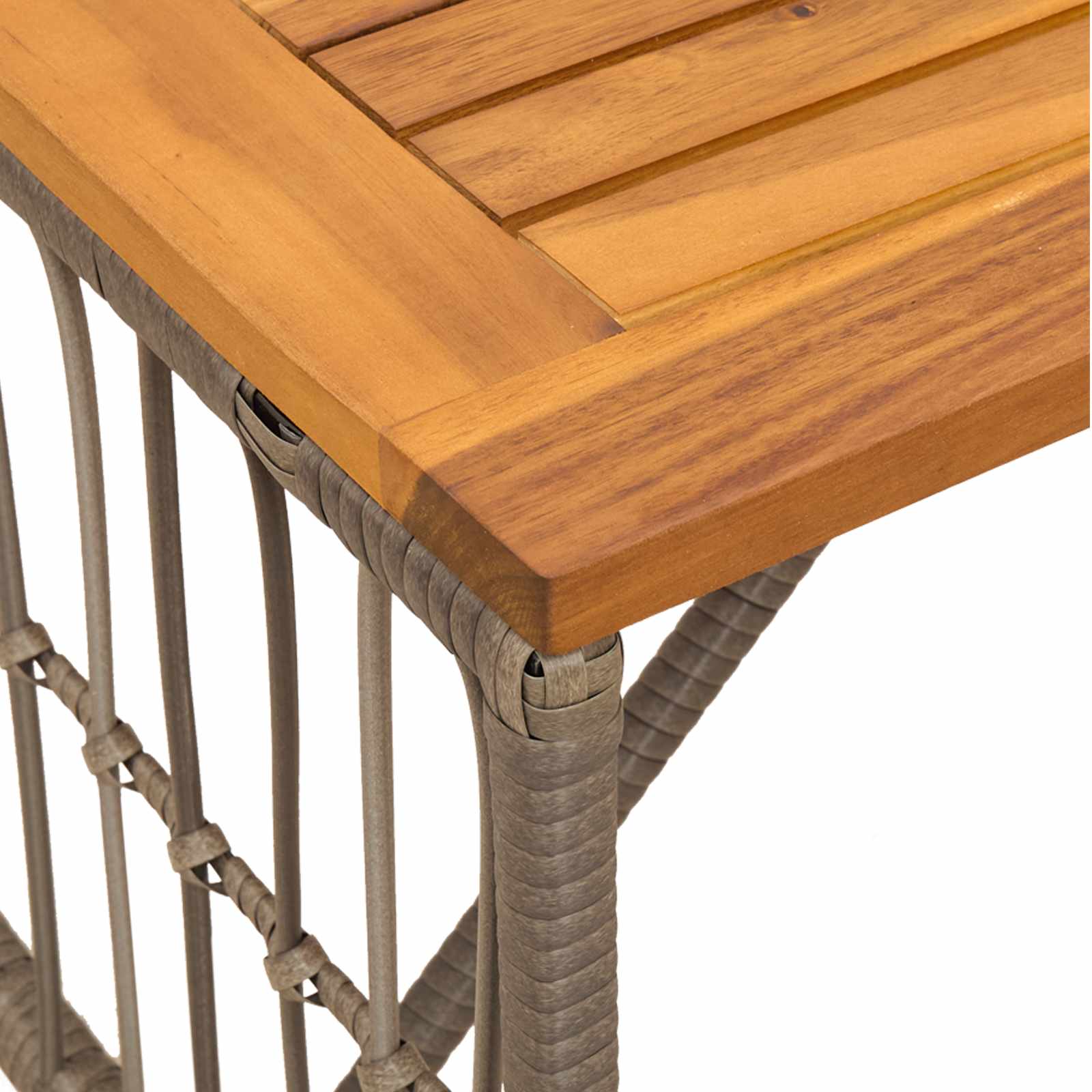 Lauko stalas Pilka 80 x 40 x 40 cm Plienas ir poli ratanas