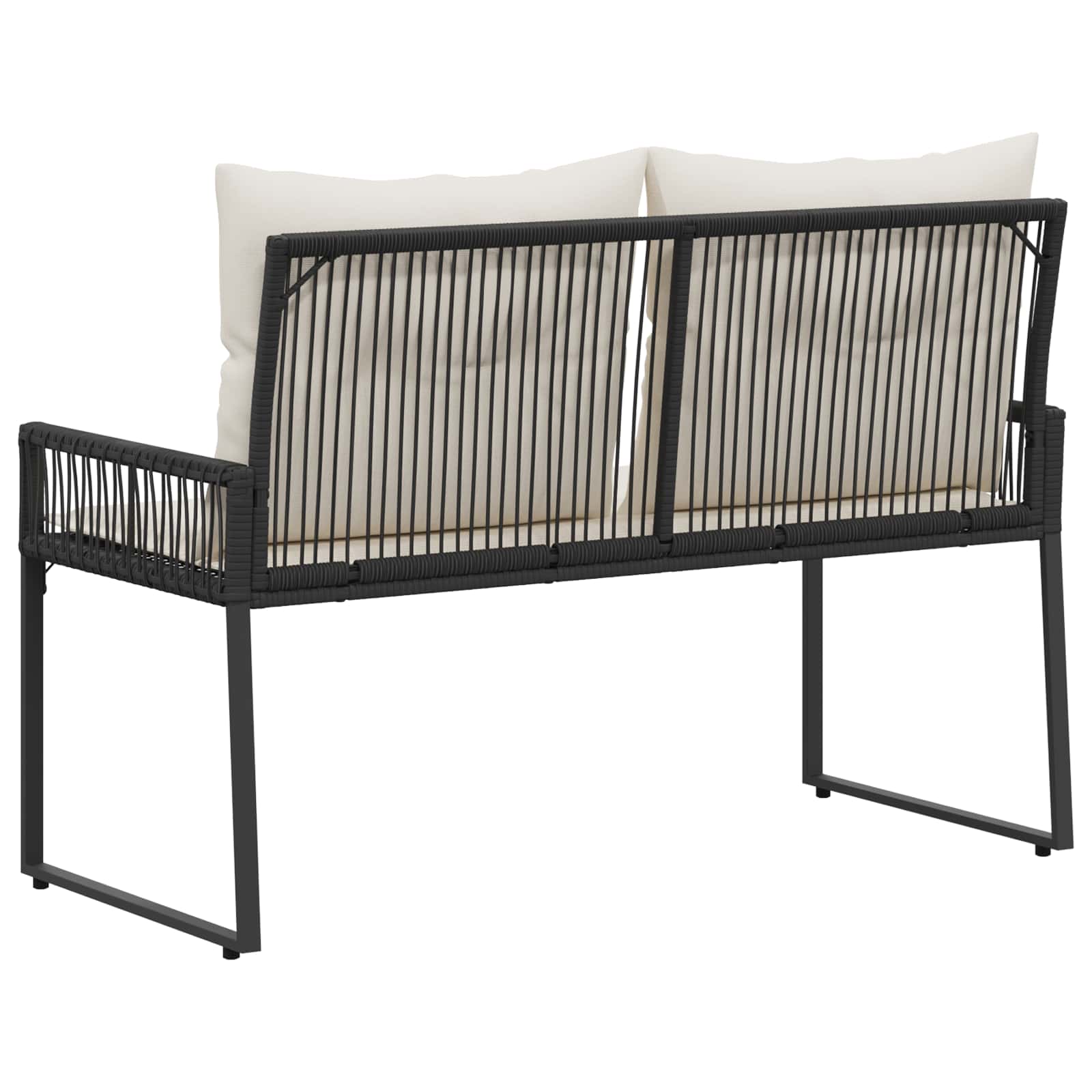 Lauko suolas 4 pcs Juoda ir kreminė balta poliratanas