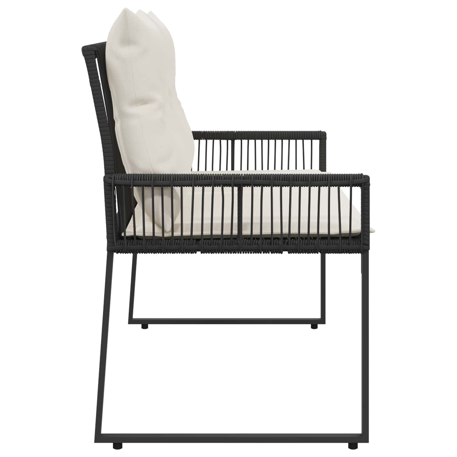 Lauko suolas 4 pcs Juoda ir kreminė balta poliratanas
