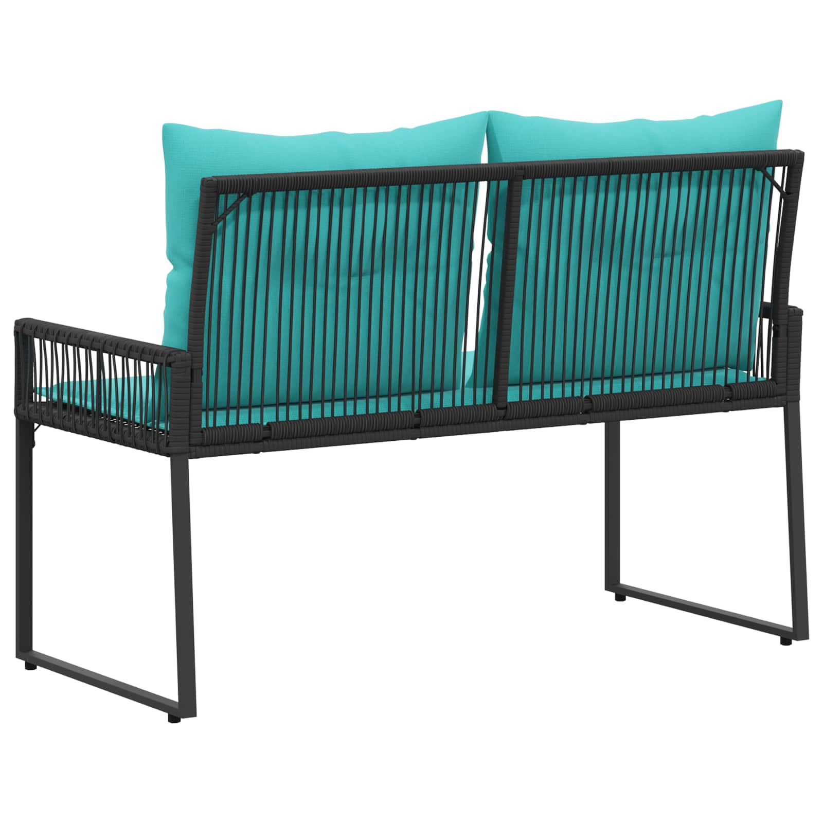 Lauko suolas su pagalve 4 pcs Juoda ir turkio poliratanas