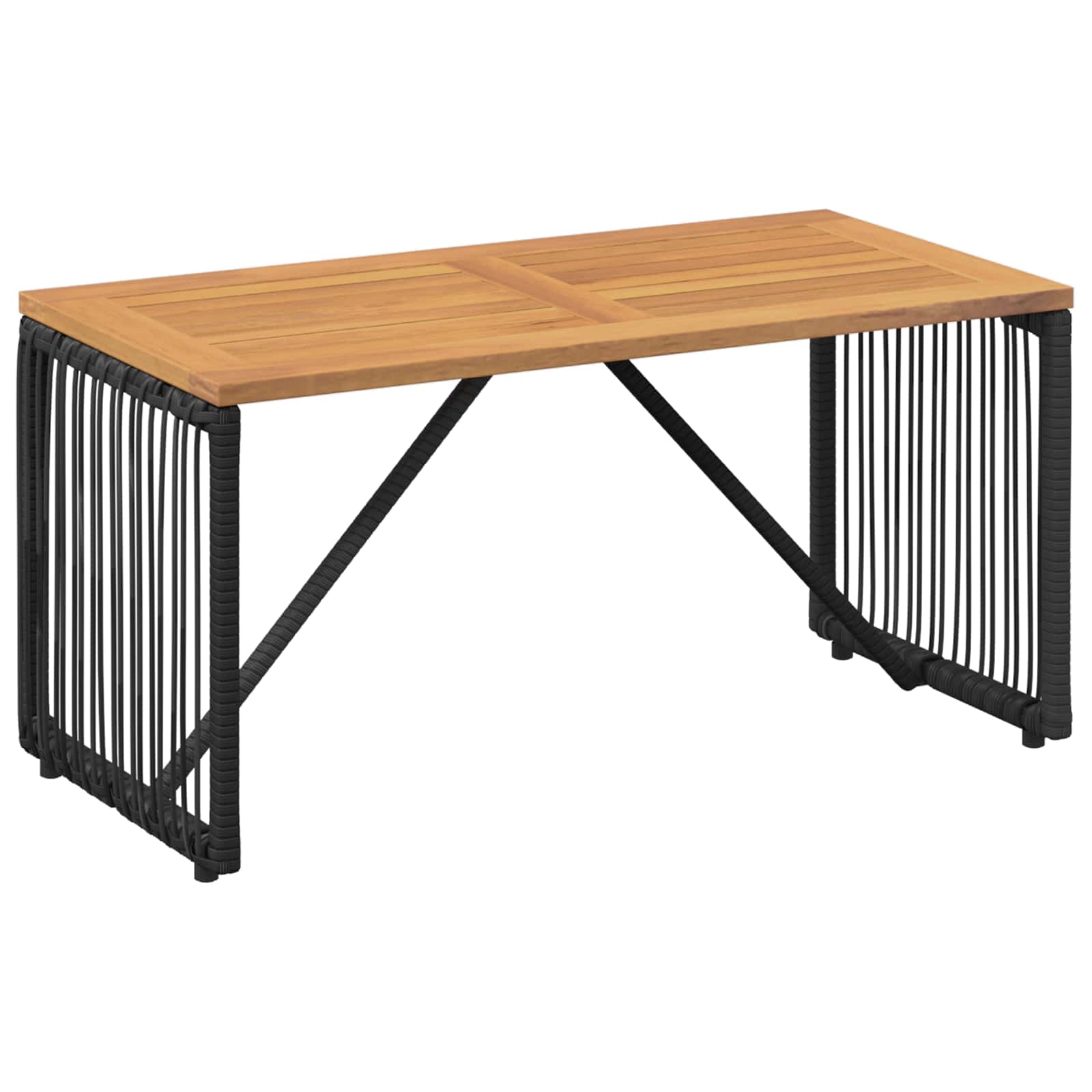 Lauko stalas Juoda ir Ruda 80 x 40 x 40 cm poliratanas