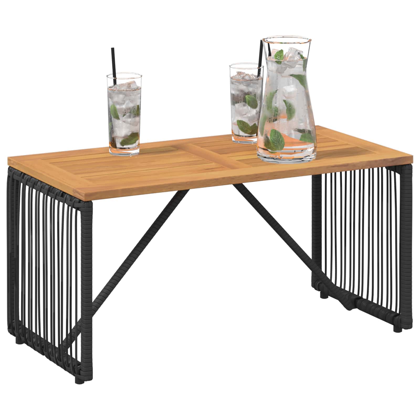 Lauko stalas Juoda ir Ruda 80 x 40 x 40 cm poliratanas