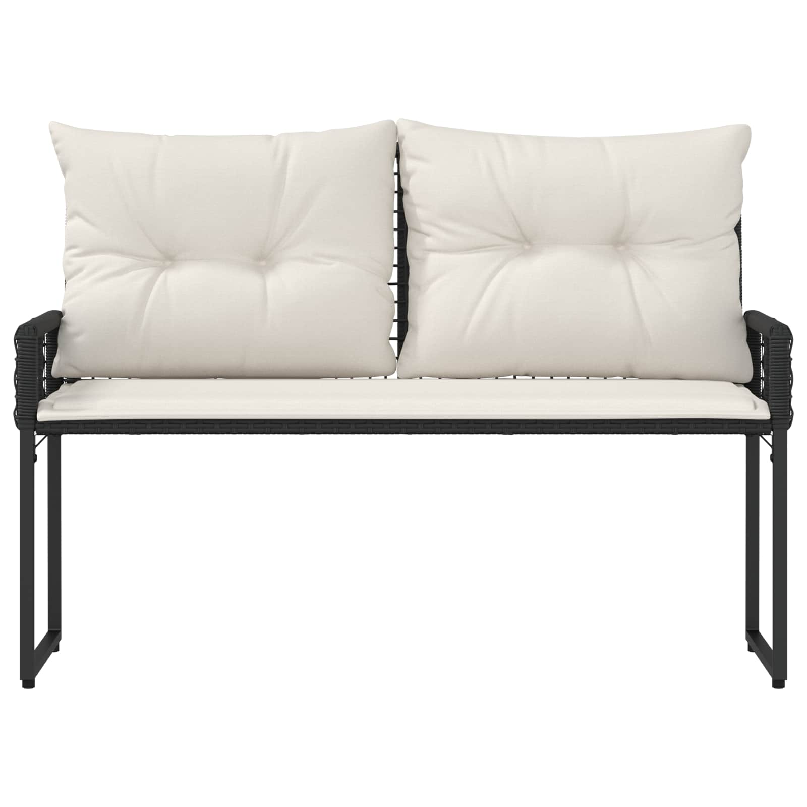 Lauko suolas su pagalve Juoda ir kreminė balta 118 x 55 x 82 cm
