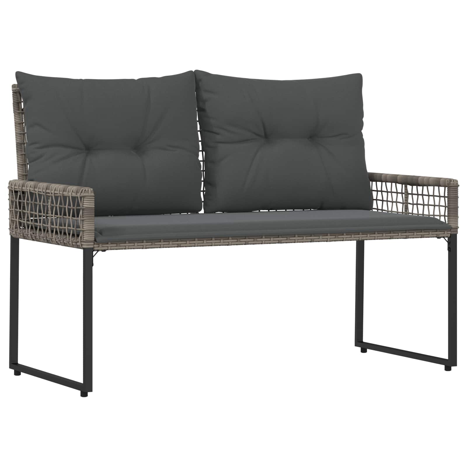 Lauko suolas Pilkas 118 x 55 x 82 cm PE rotangas ir audinys