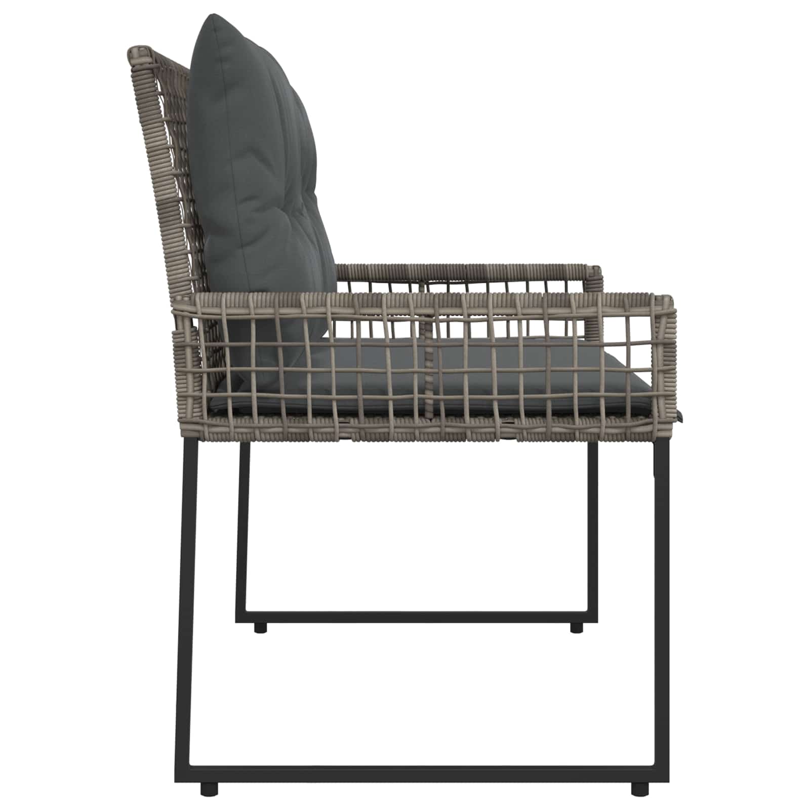 Lauko suolas Pilkas 118 x 55 x 82 cm PE rotangas ir audinys