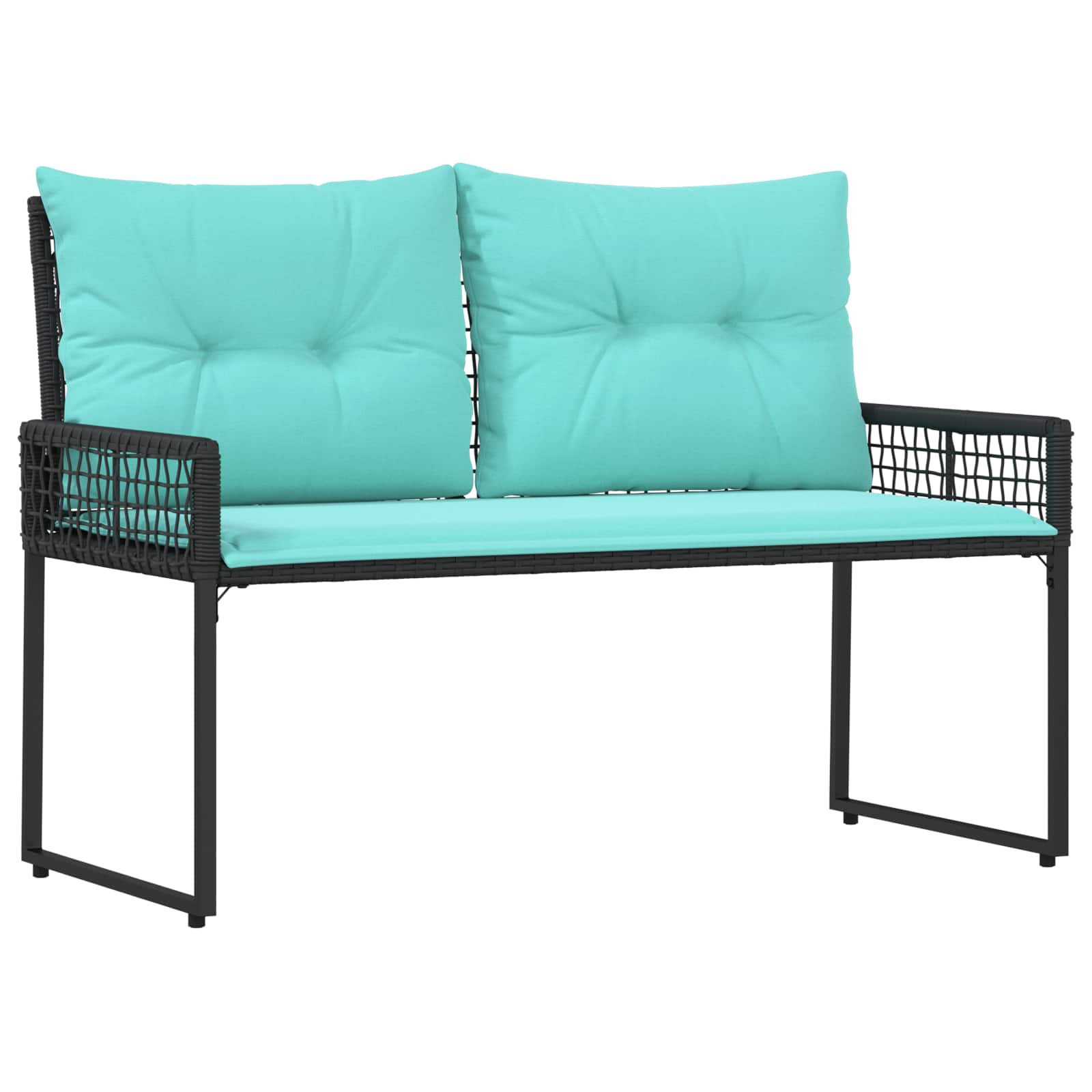 Lauko suolas su pagalve Juoda ir turkio 118 x 55 x 82 cm