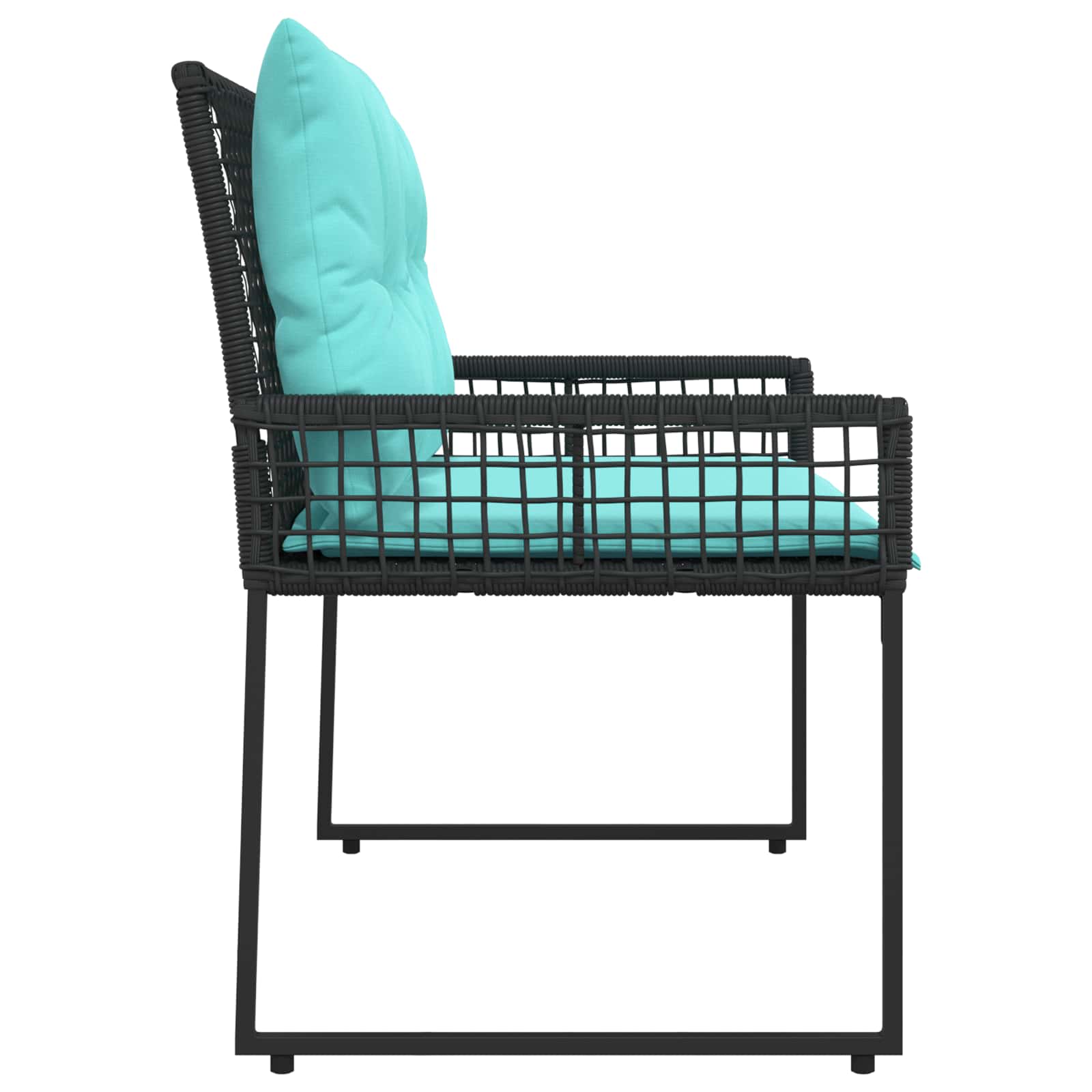 Lauko suolas su pagalve Juoda ir turkio 118 x 55 x 82 cm