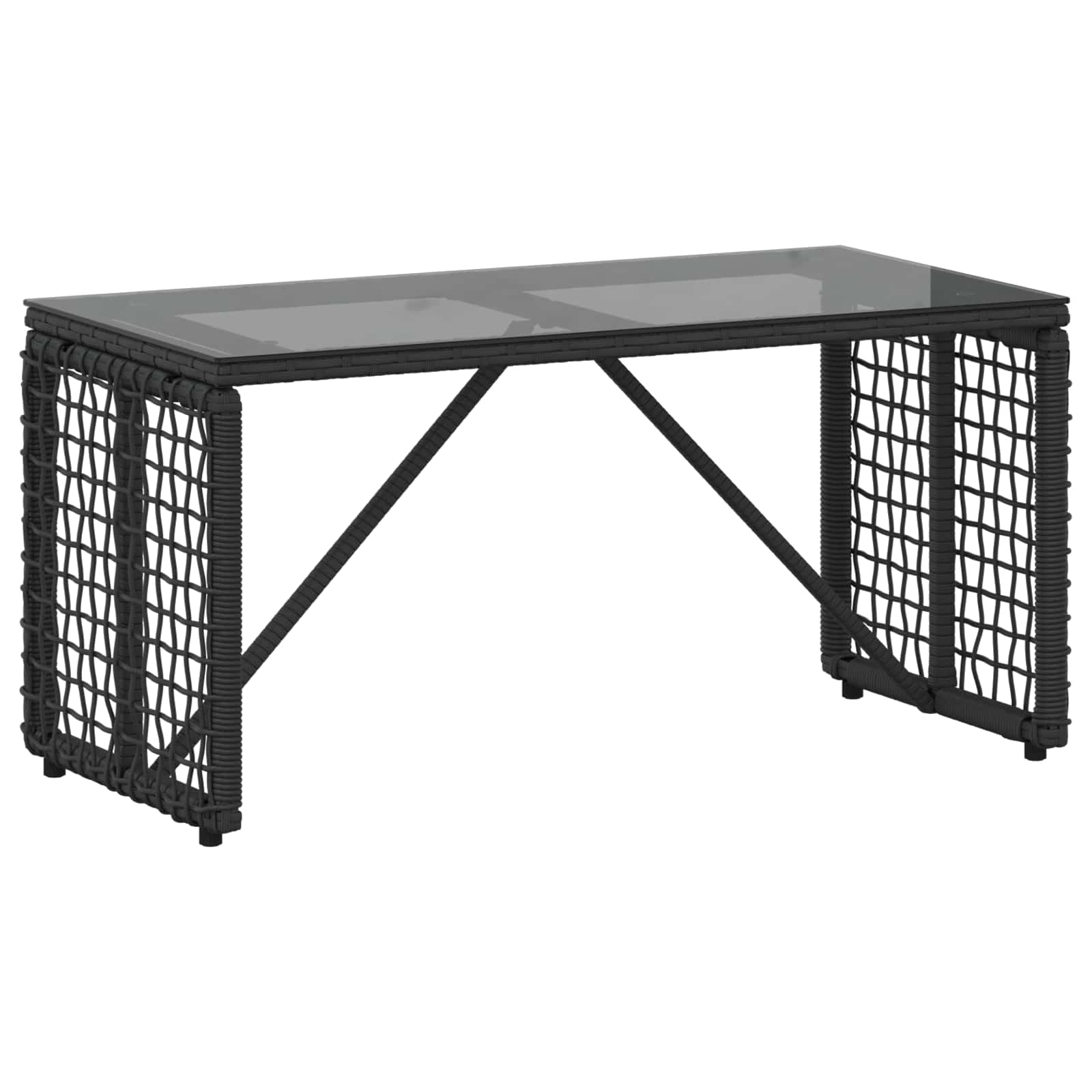 Lauko stalas Juodas 80 x 40 x 40 cm PE Rattan ir Stiklas