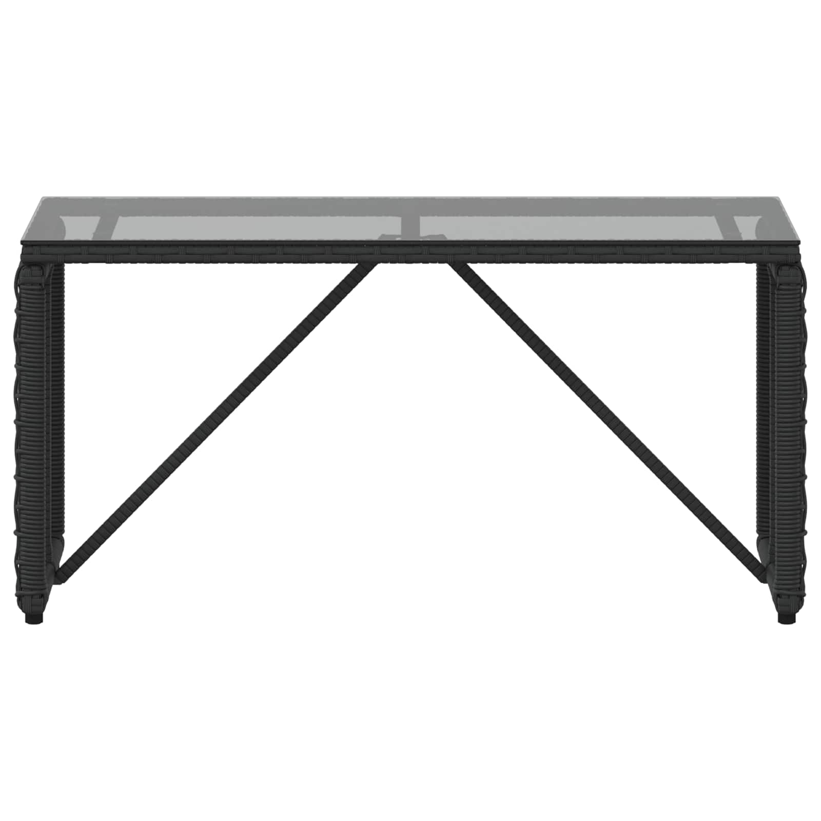 Lauko stalas Juodas 80 x 40 x 40 cm PE Rattan ir Stiklas