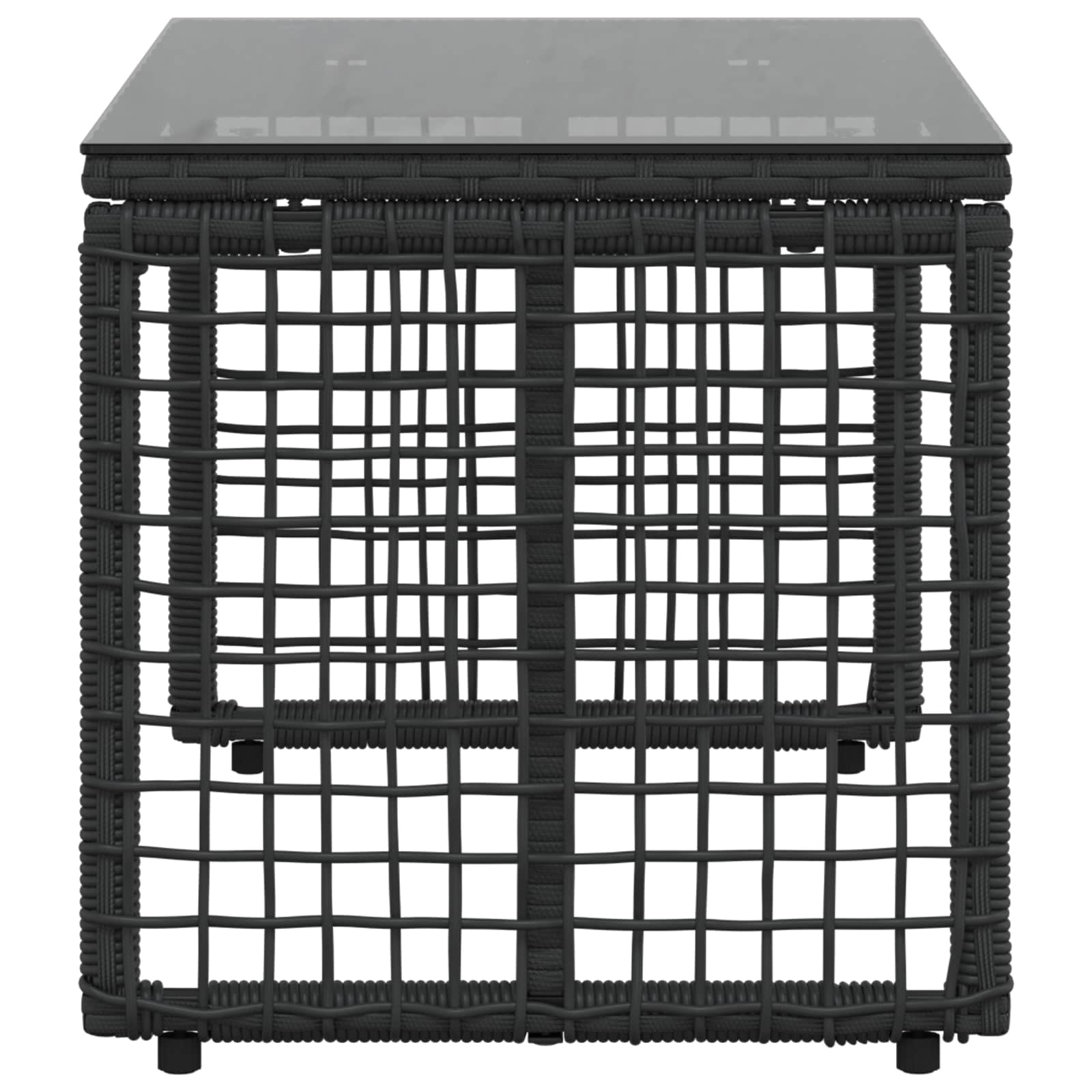 Lauko stalas Juodas 80 x 40 x 40 cm PE Rattan ir Stiklas