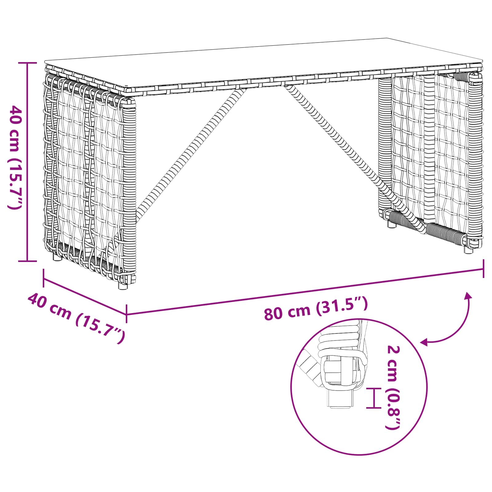 Lauko stalas Pilka ir juoda 80 x 40 x 40 cm