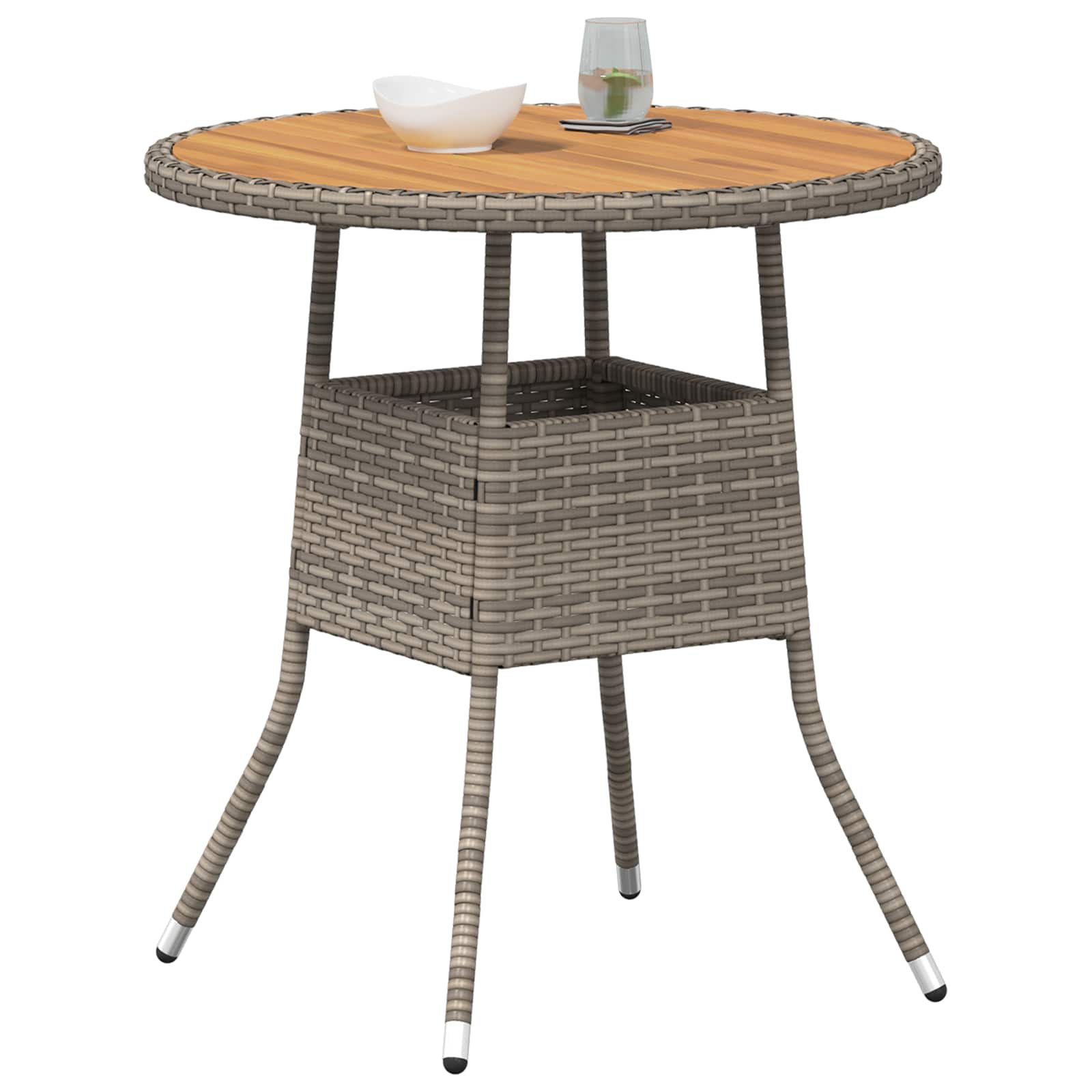 Dining Table with Storage Grey and Acacia 70 x 70 x 73 cm