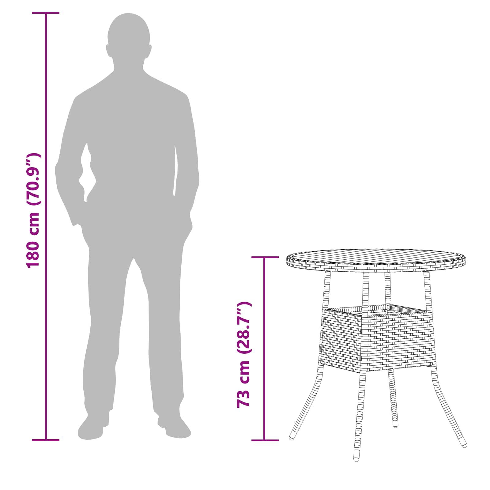 Dining Table with Storage Grey and Acacia 70 x 70 x 73 cm