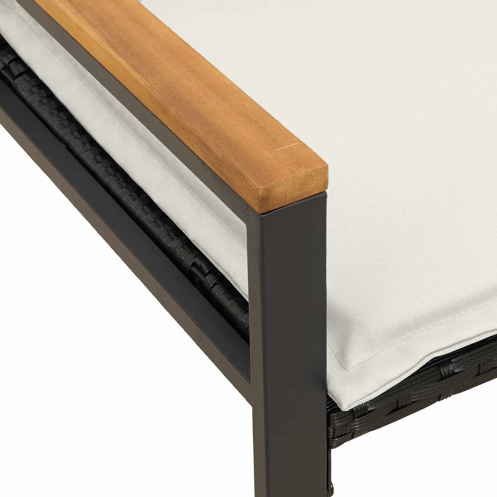 Sols Melns un krēmbalts 115 x 65 x 72 cm Rotangs