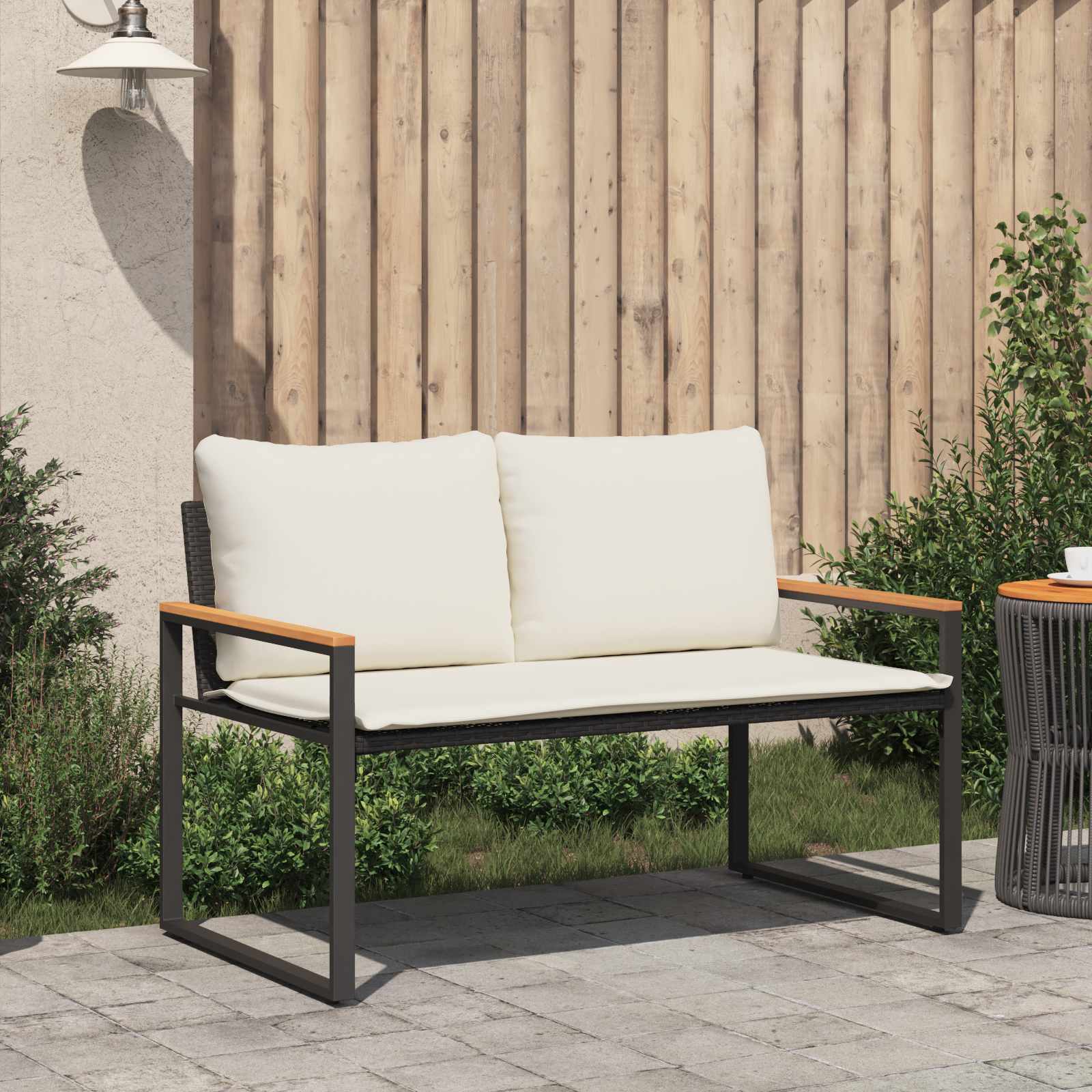 Sols Melns un krēmbalts 115 x 65 x 72 cm Rotangs