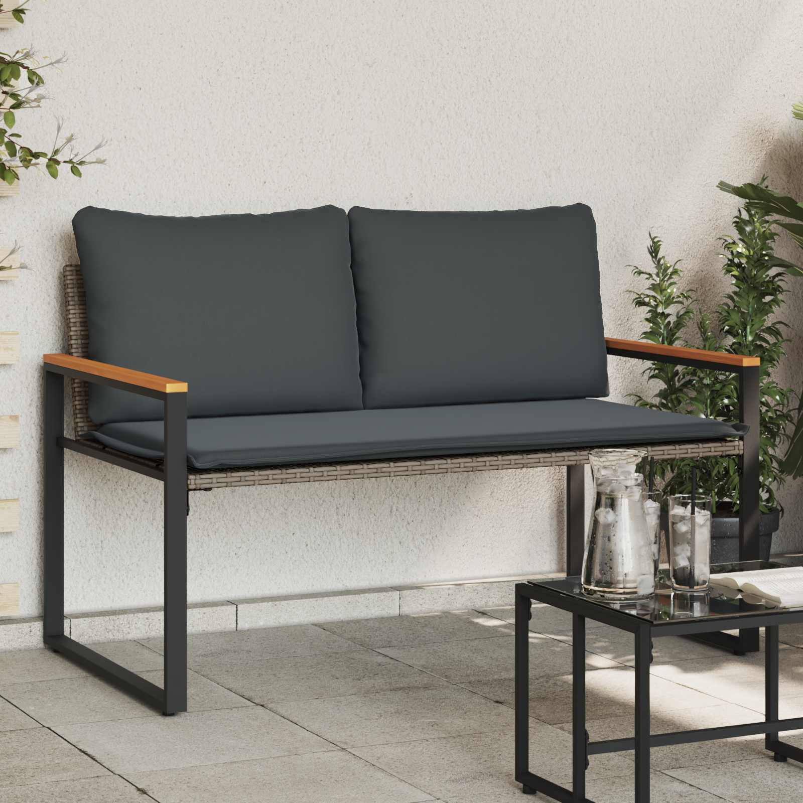 Sols Pelēks un tumši pelēks 115 x 65 x 72 cm Rotangpalma