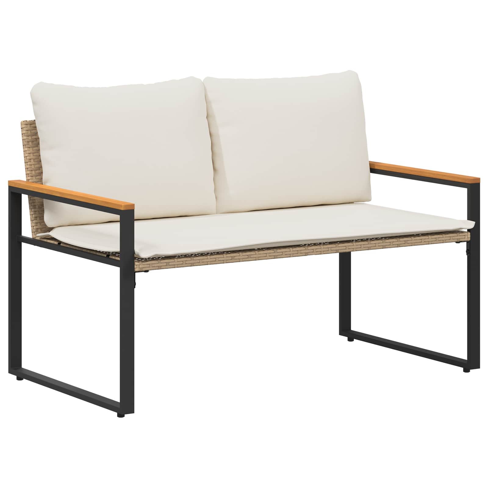 suoliukas Bežė ir kreminė balta 115 x 65 x 72 cm Ratanas