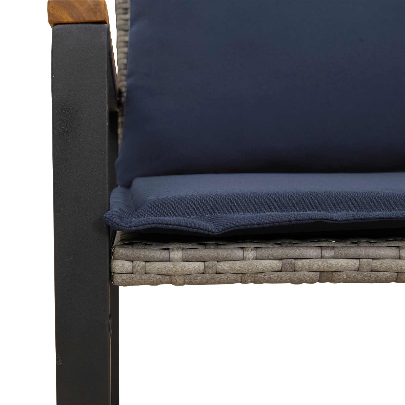Bench Grey and dark blue 115 x 65 x 72 cm Rattan