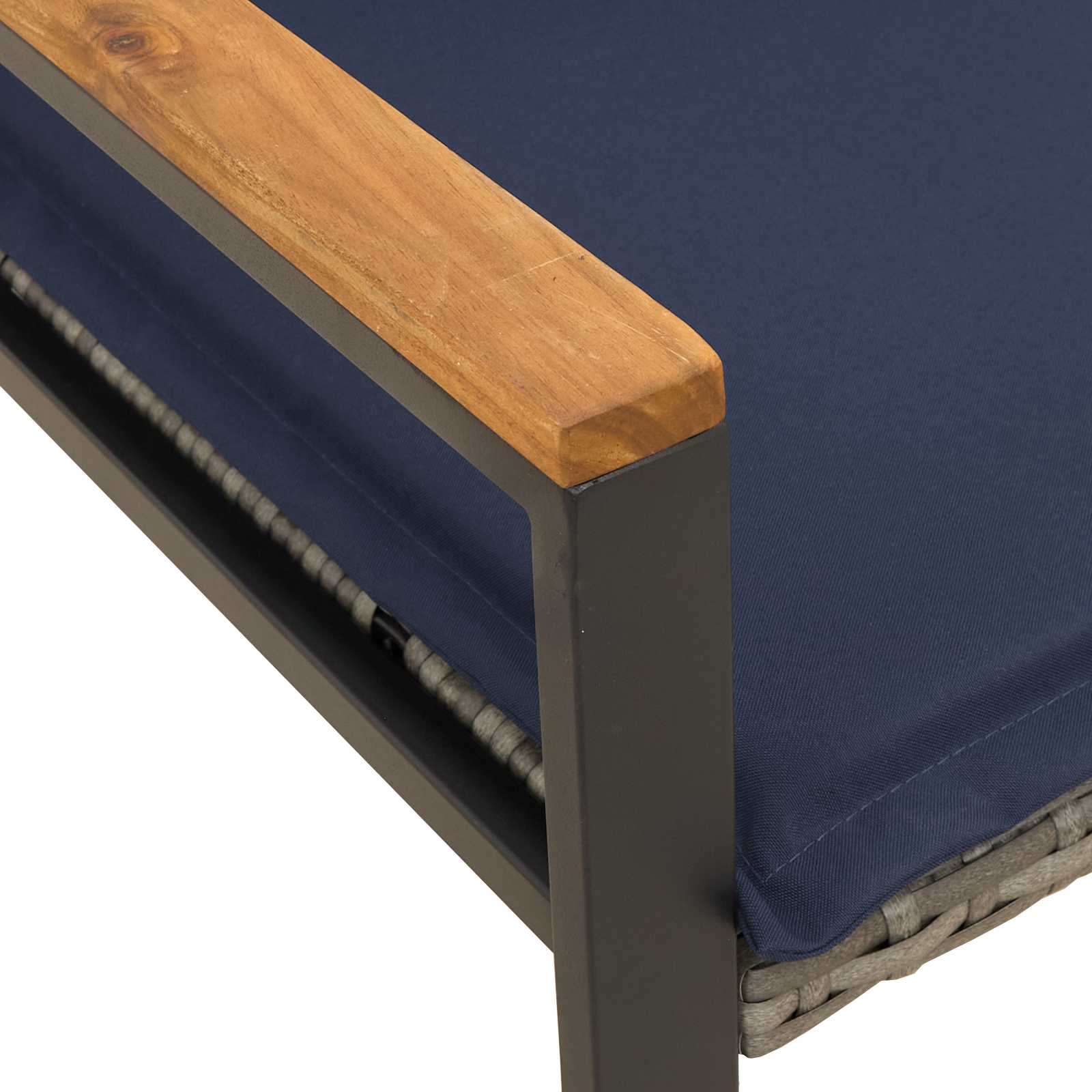 Bench Grey and dark blue 115 x 65 x 72 cm Rattan