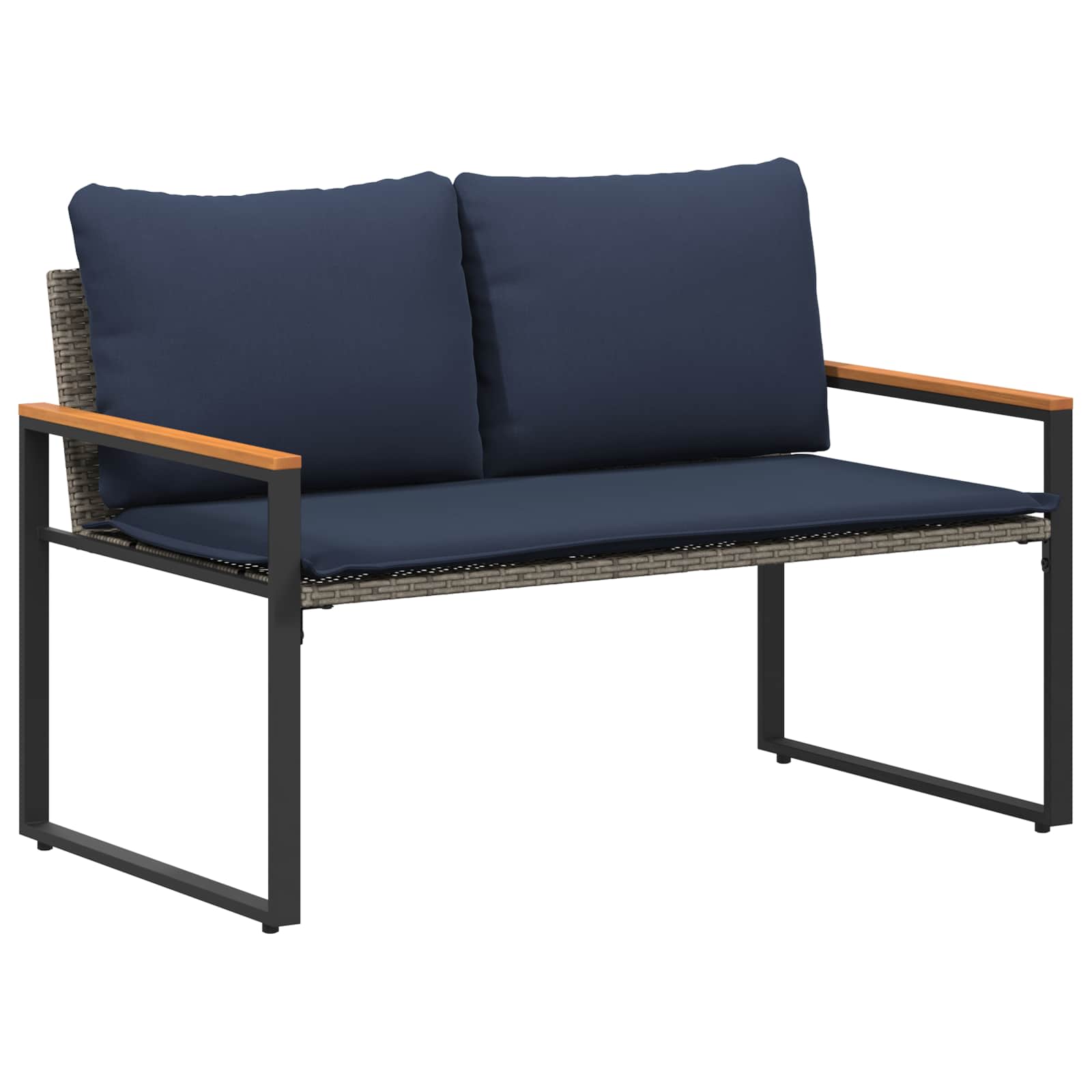 Bench Grey and dark blue 115 x 65 x 72 cm Rattan