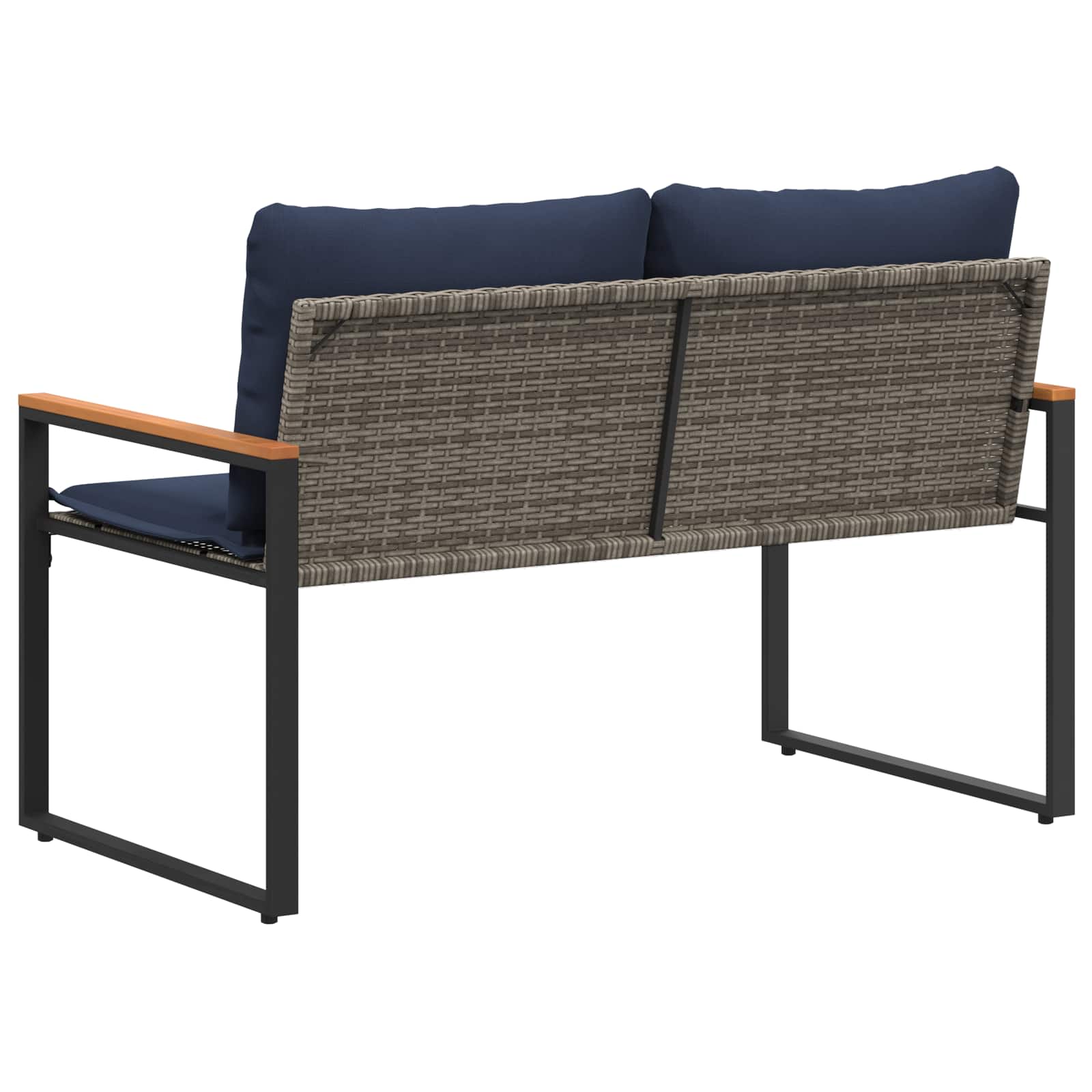 Bench Grey and dark blue 115 x 65 x 72 cm Rattan