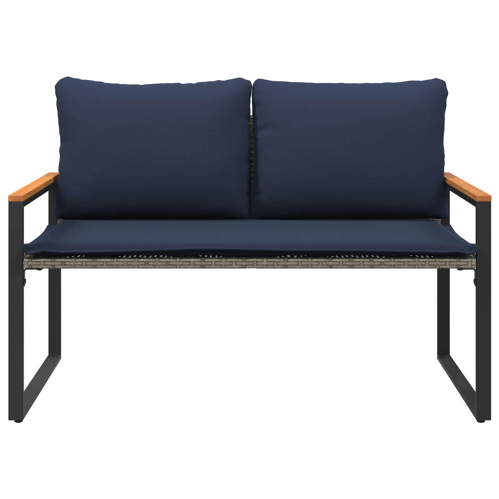Bench Grey and dark blue 115 x 65 x 72 cm Rattan