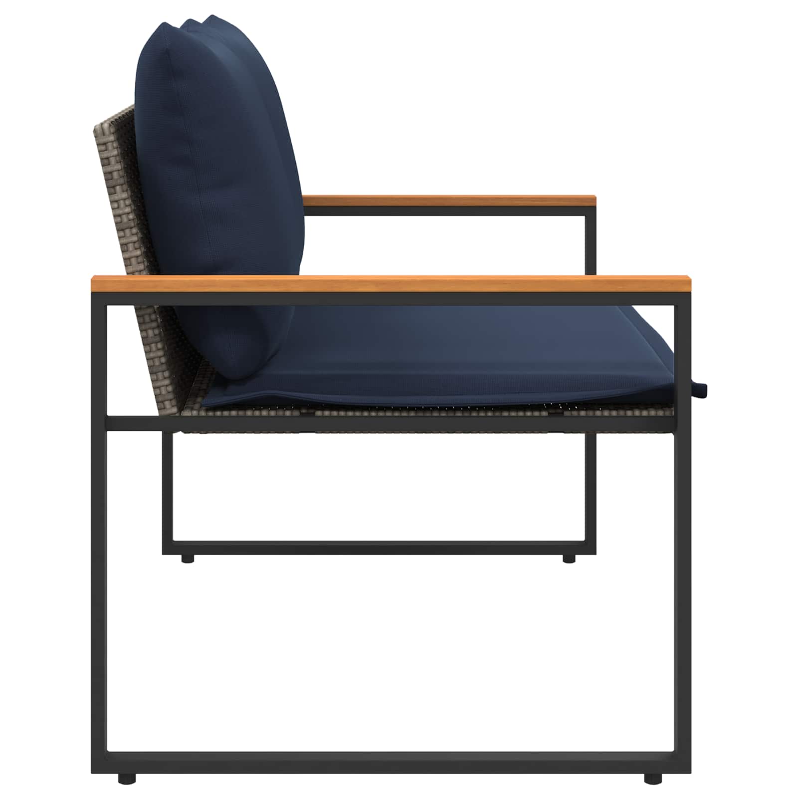 Bench Grey and dark blue 115 x 65 x 72 cm Rattan