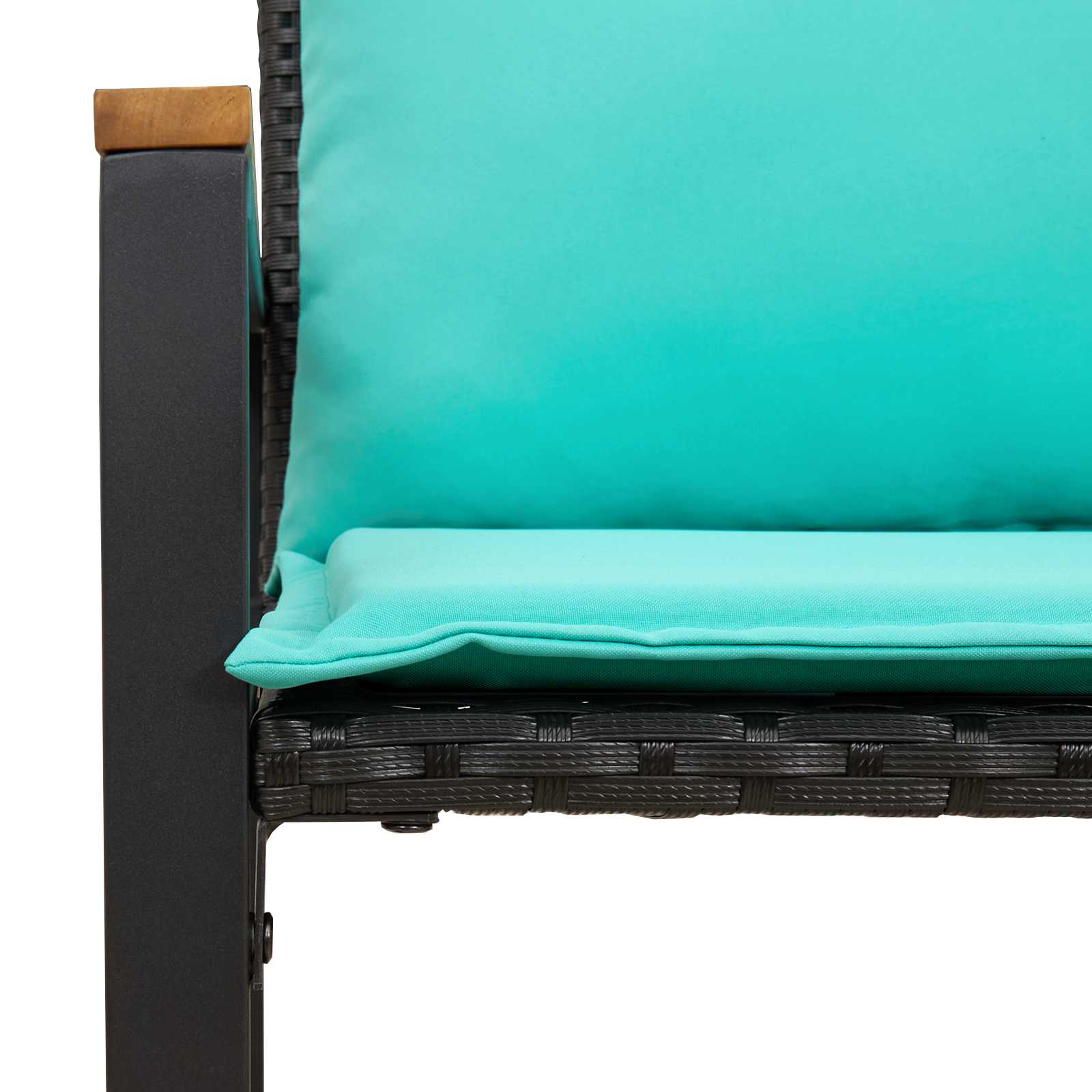 Bench with pillow Black and turquoise 115 x 65 x 72 cm Rattan