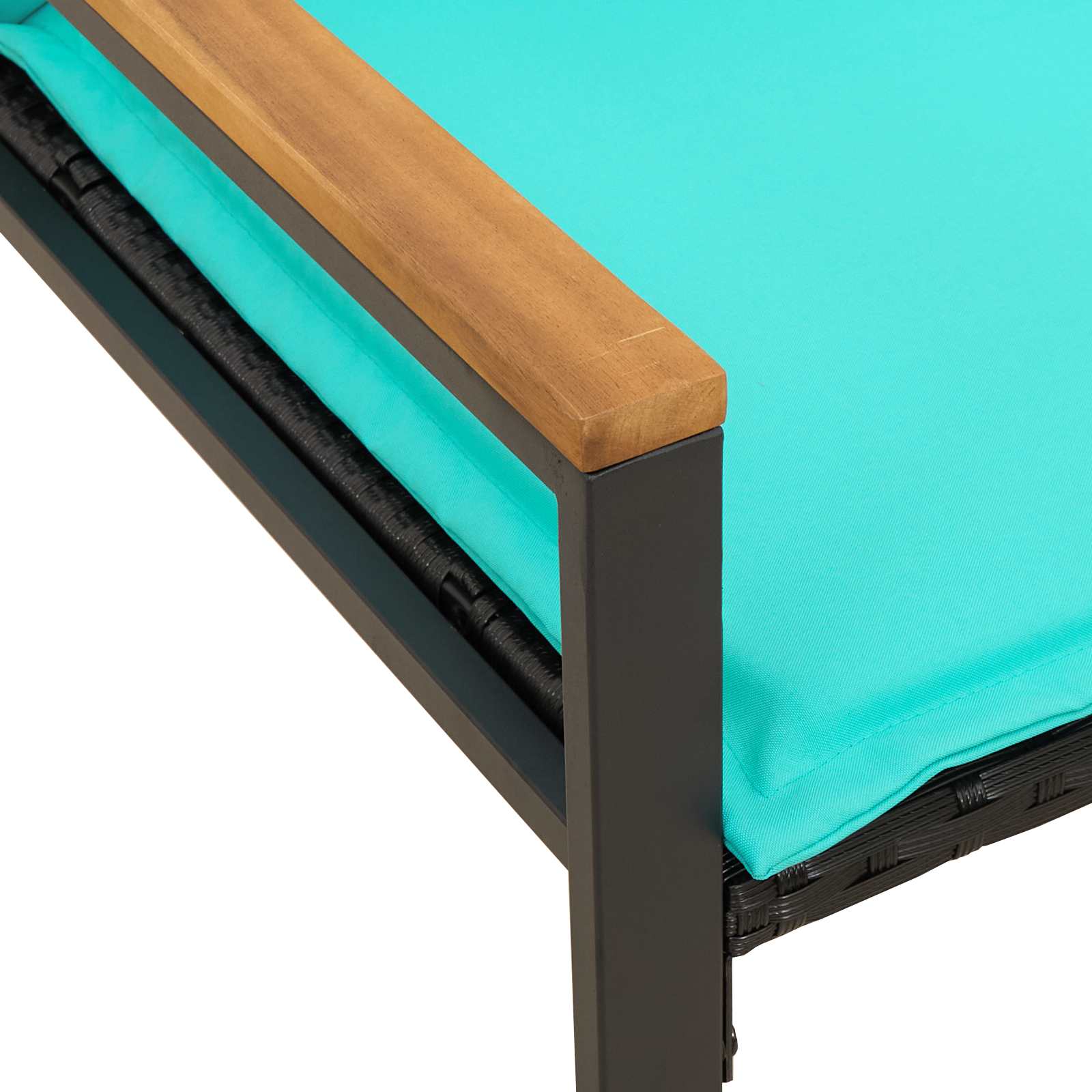 Bench with pillow Black and turquoise 115 x 65 x 72 cm Rattan