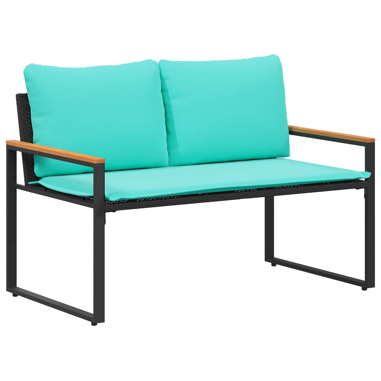 Bench with pillow Black and turquoise 115 x 65 x 72 cm Rattan