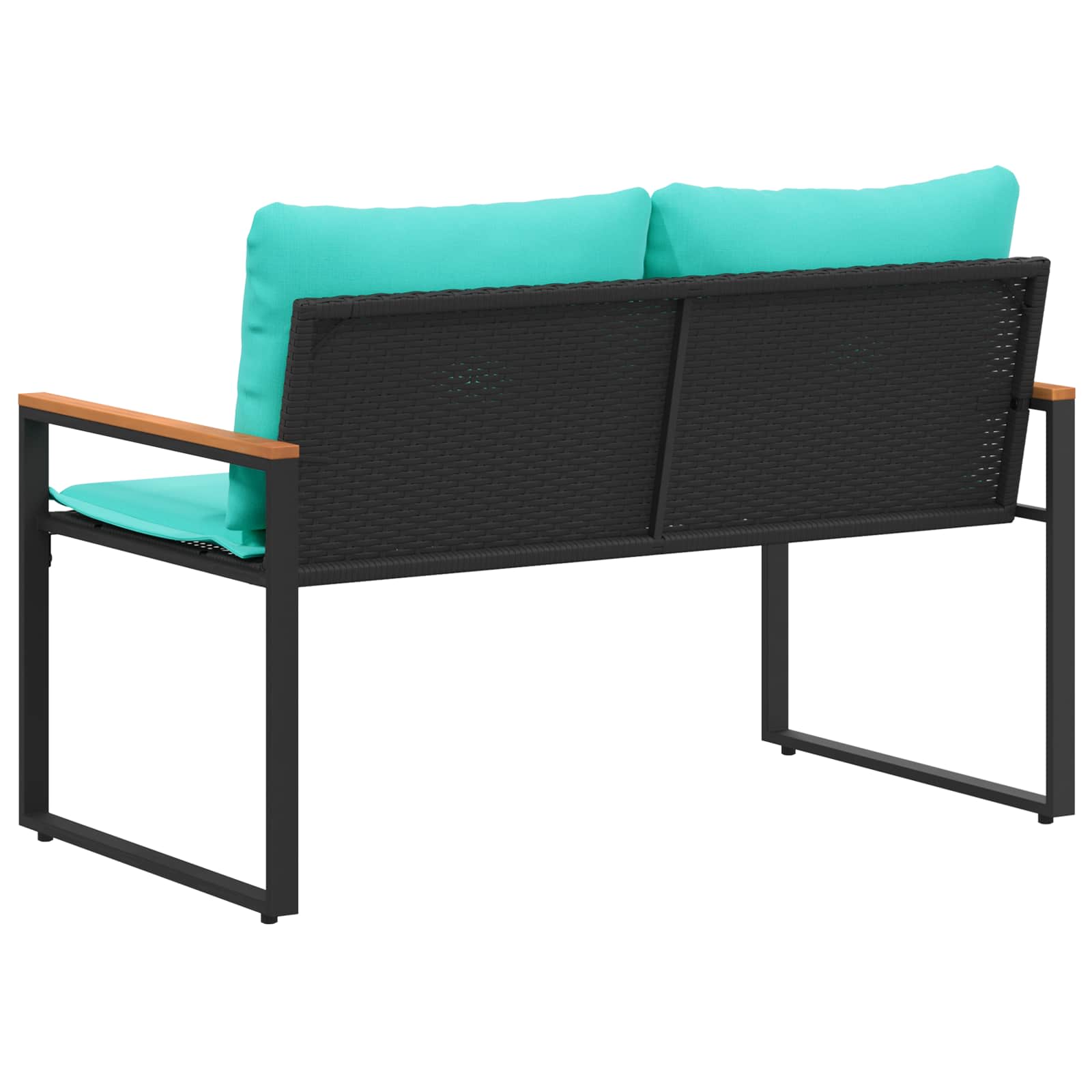 Bench with pillow Black and turquoise 115 x 65 x 72 cm Rattan