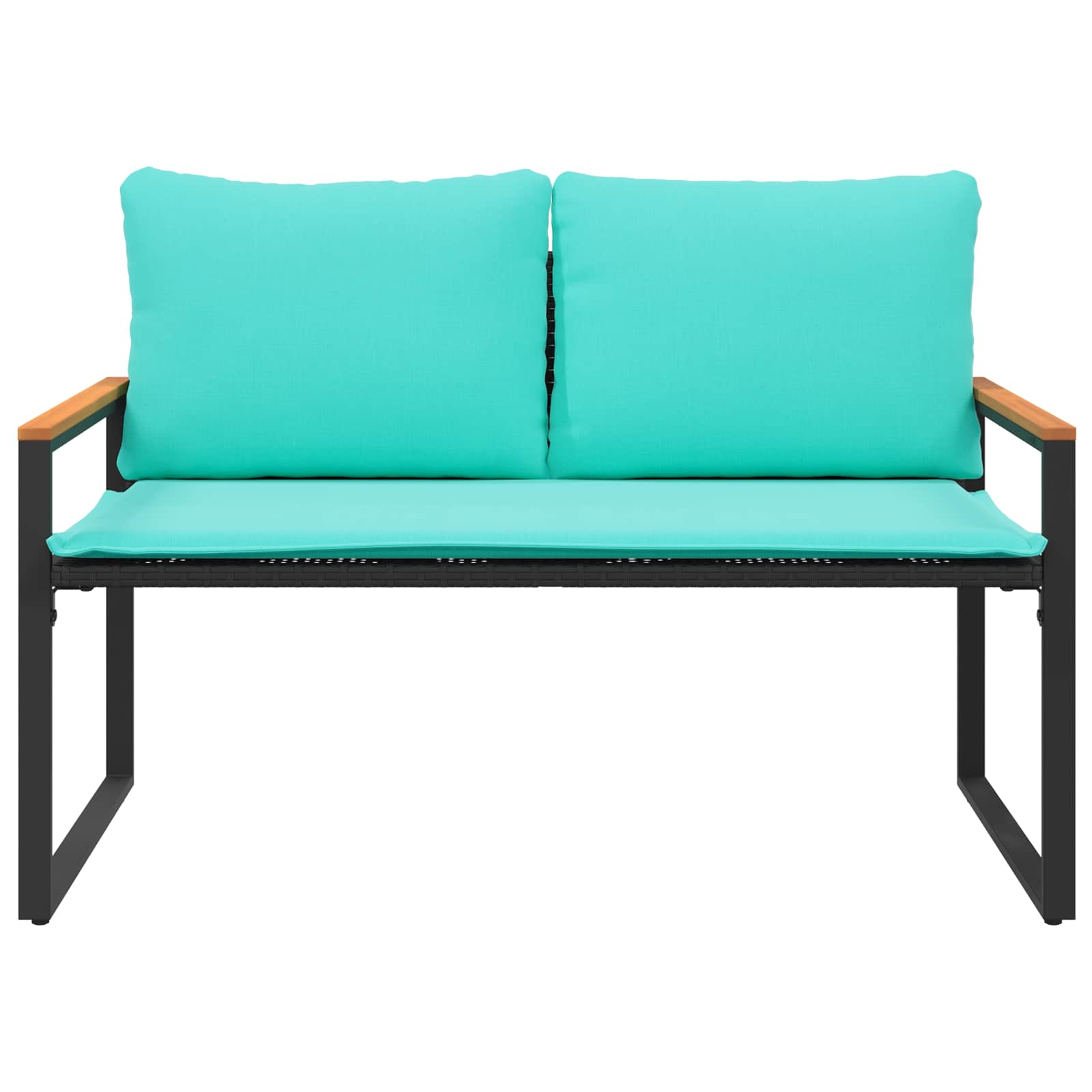 Bench with pillow Black and turquoise 115 x 65 x 72 cm Rattan