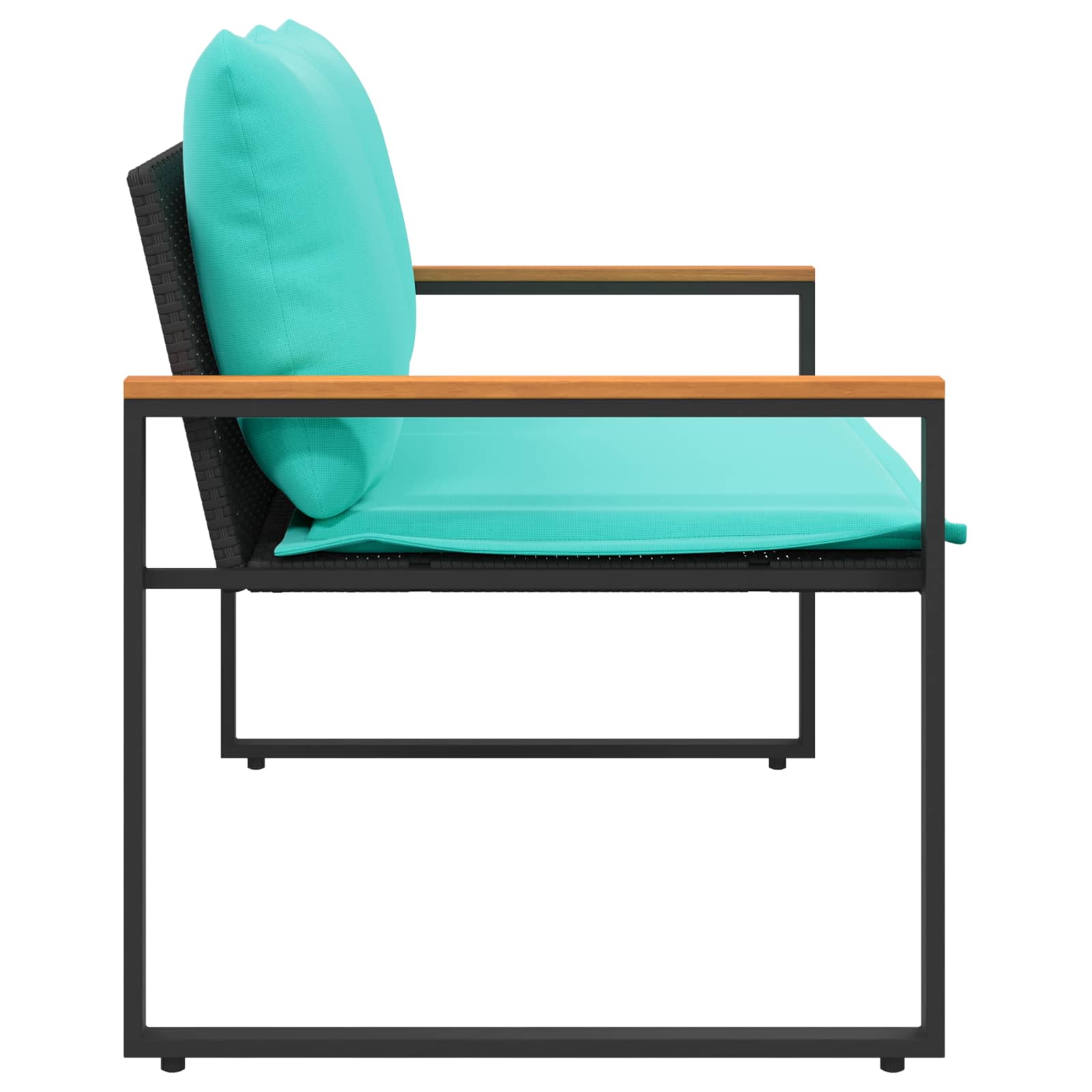 Bench with pillow Black and turquoise 115 x 65 x 72 cm Rattan