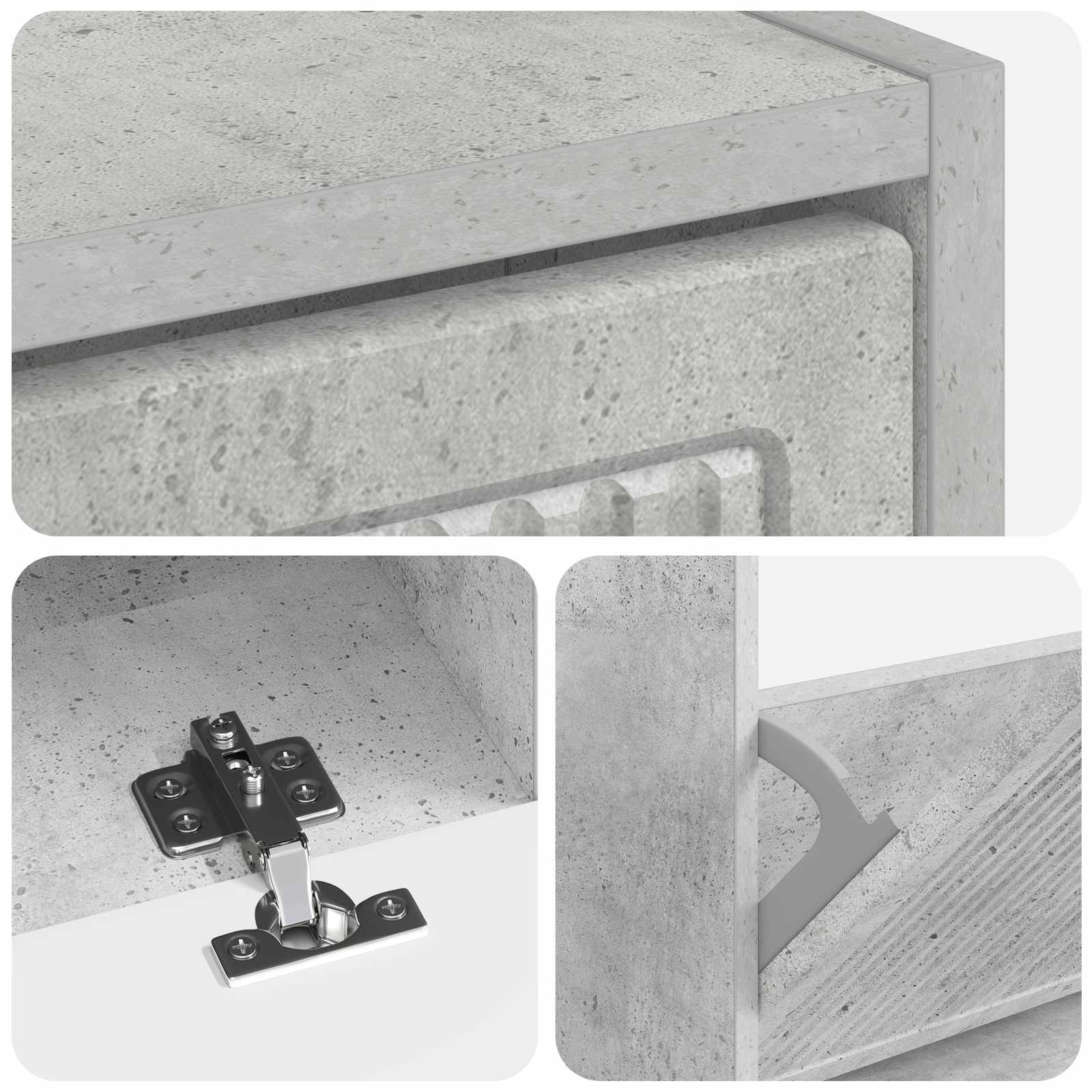 Batu skrynia EDE 78 x 24 x 103 cm Apdirbta mediena Betono pilka