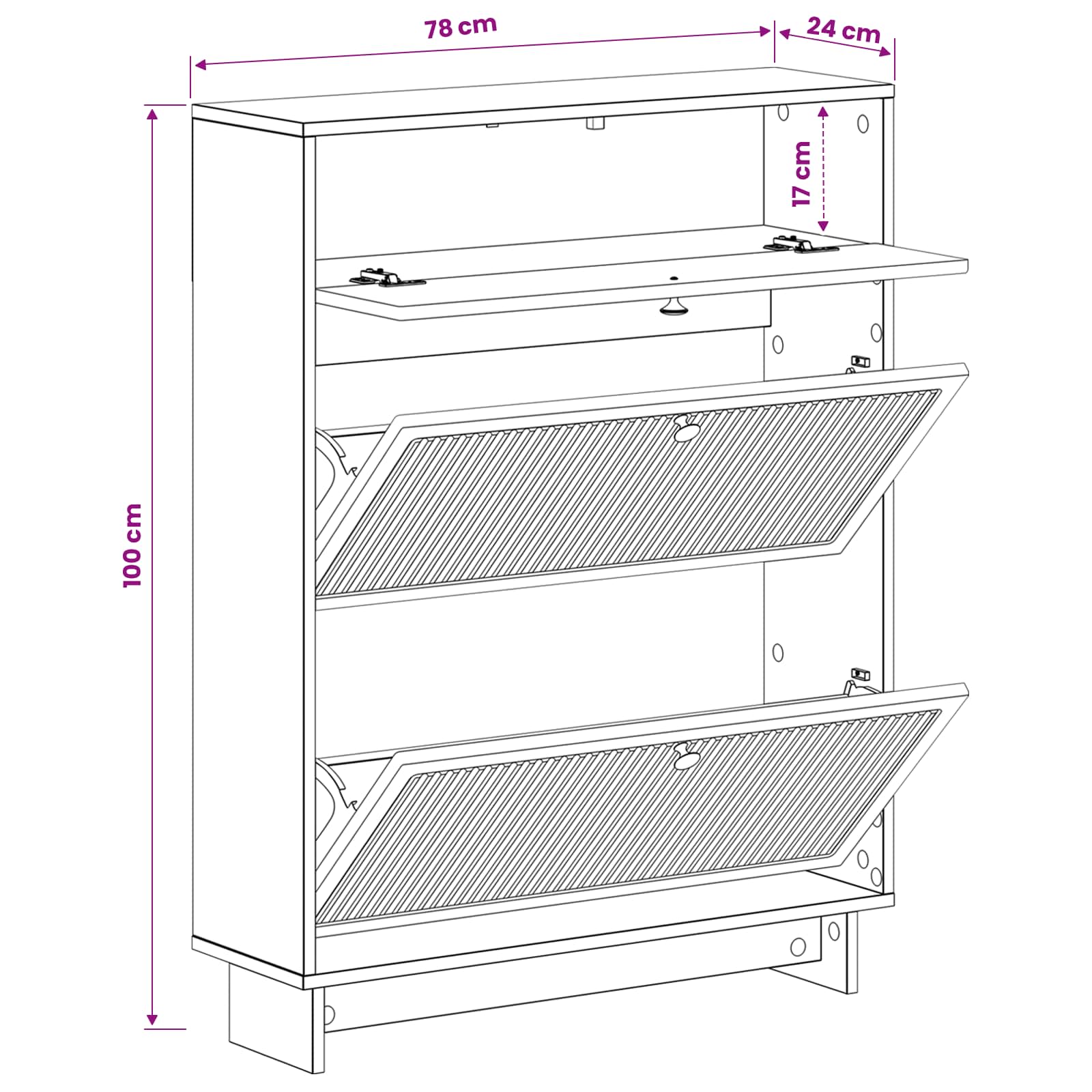 Batu skrynia EDE 78 x 24 x 103 cm Apdirbta mediena Pilka Sonoma