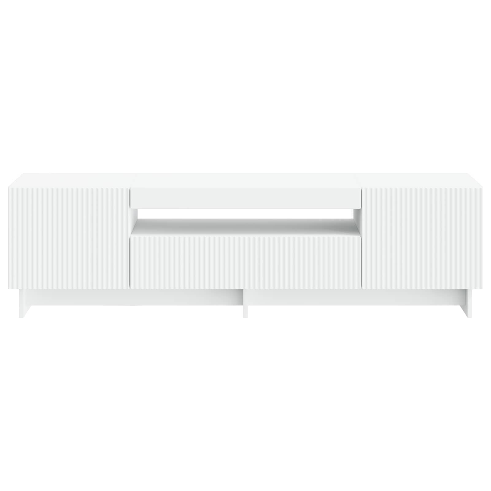 LED televizoriaus spintelė Balta Apdirbta mediena