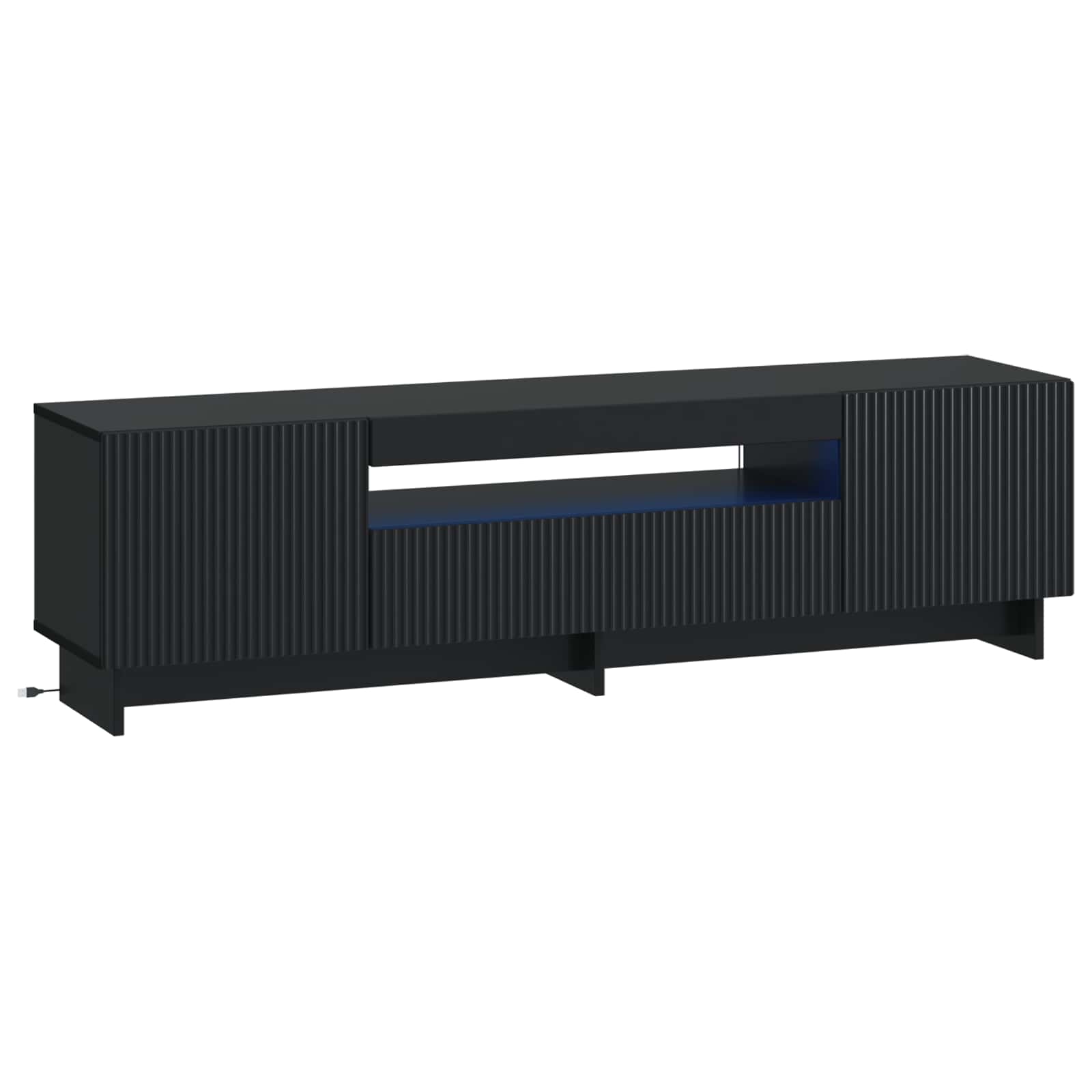 LED televizoriaus spintelė Juoda Apdirbta mediena