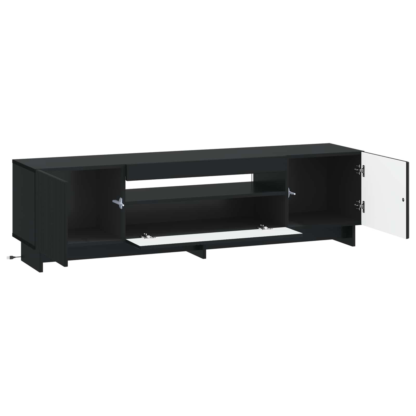 LED televizoriaus spintelė Juoda Apdirbta mediena