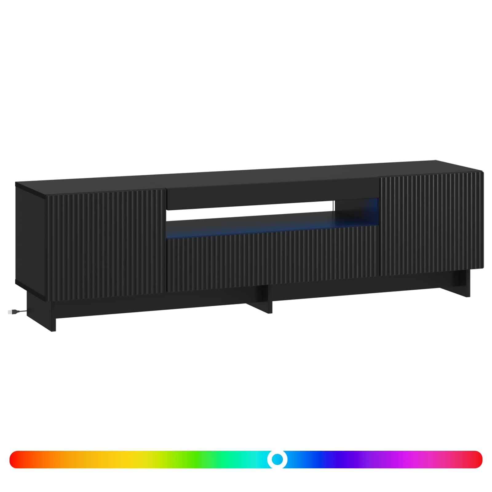 LED televizoriaus spintelė Juoda Apdirbta mediena