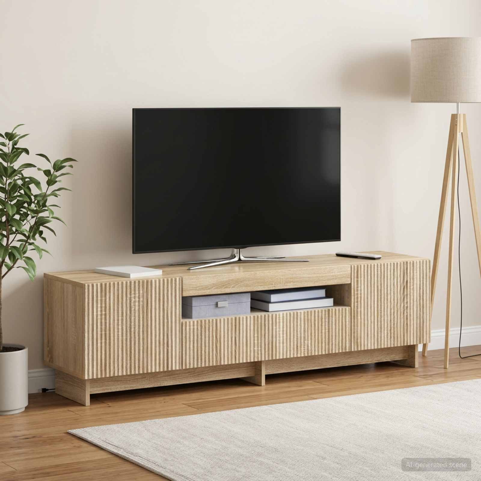 LED televizoriaus spintelė Sonoma ąžuolas Apdirbta mediena