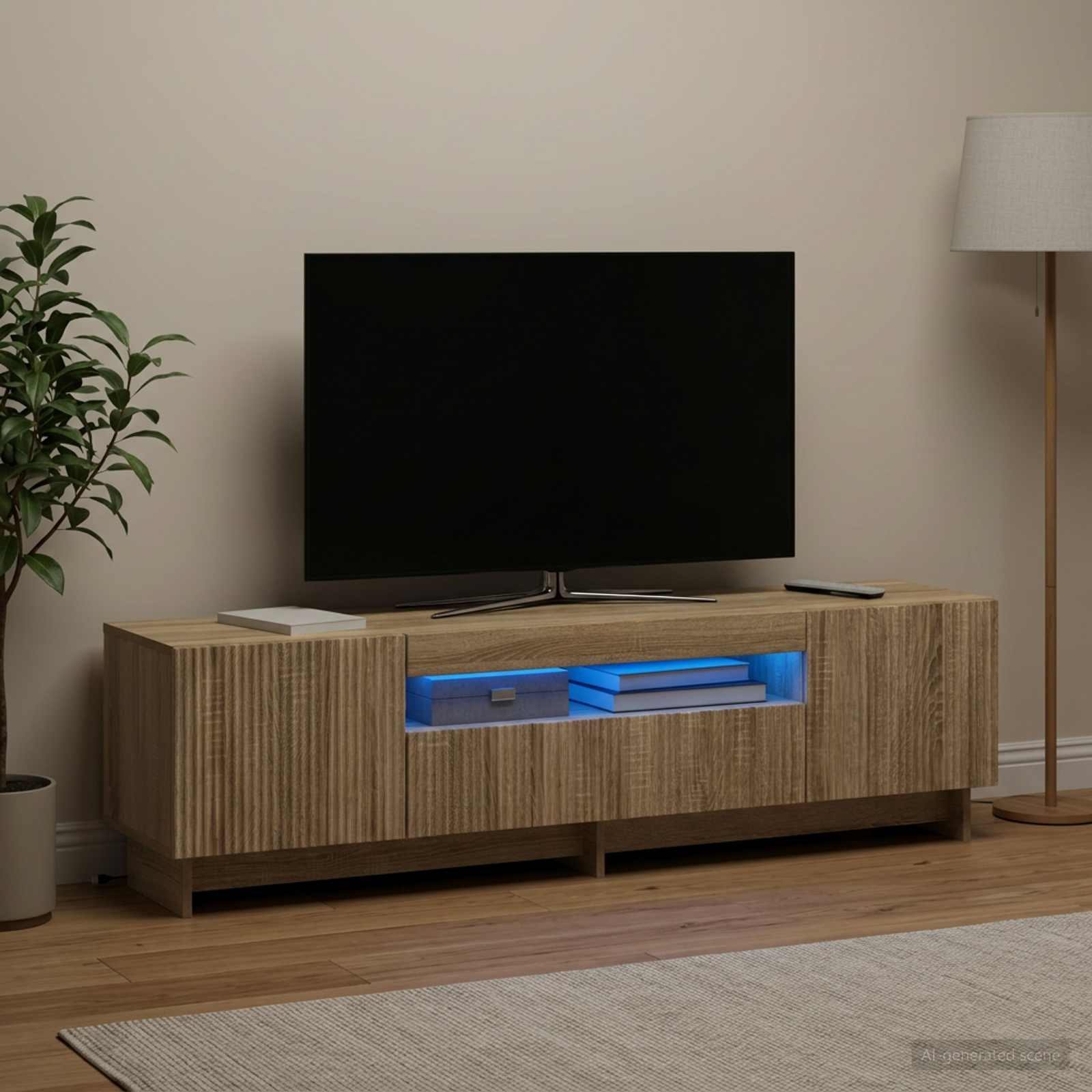 LED televizoriaus spintelė Sonoma ąžuolas Apdirbta mediena