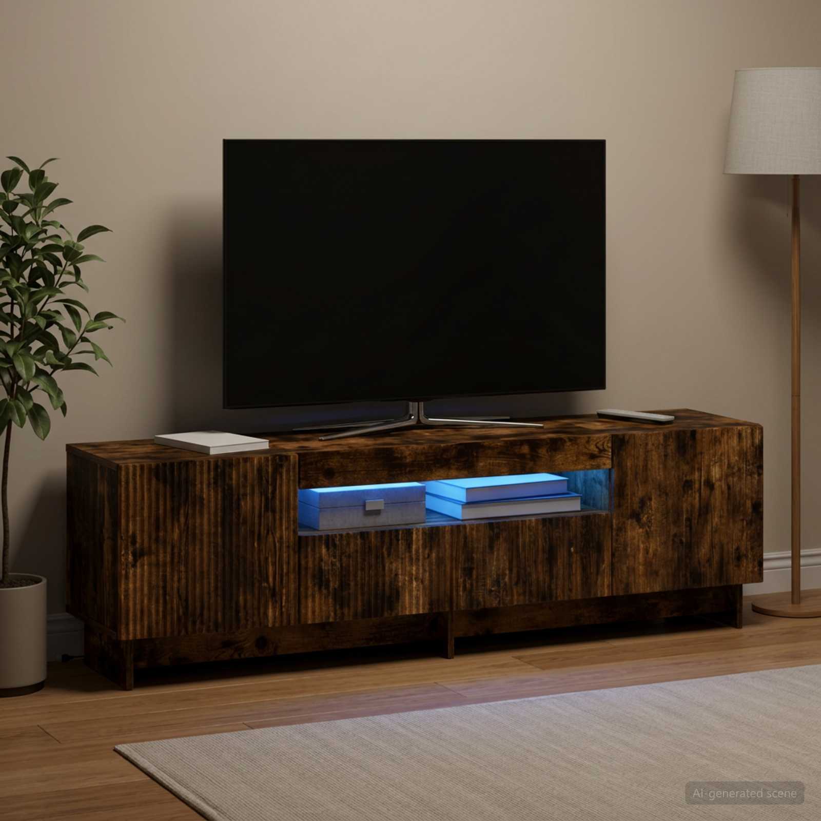LED televizoriaus spintelė Dūminio ąžuolo Apdirbta mediena