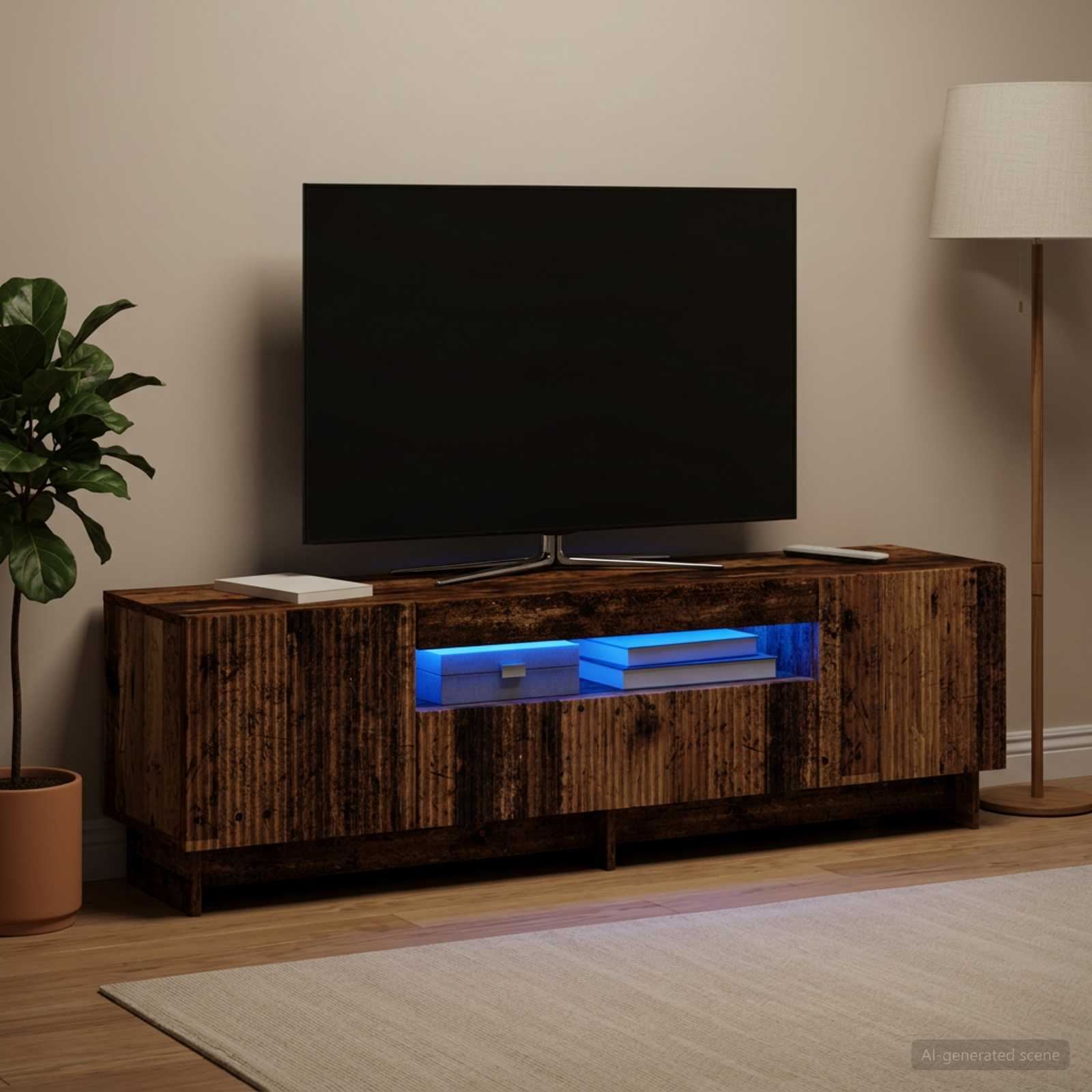 LED televizoriaus spintelė Sendintos medienos Apdirbta mediena