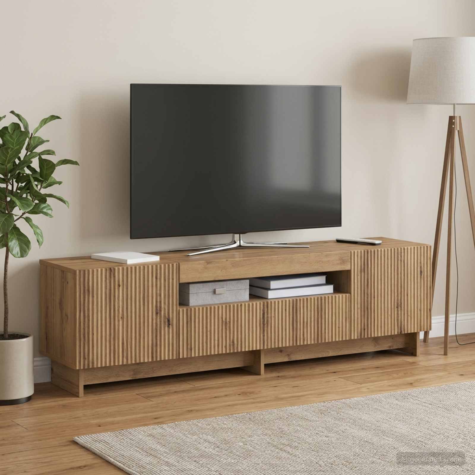 LED televizoriaus spintelė Artisano ąžuolo Apdirbta mediena