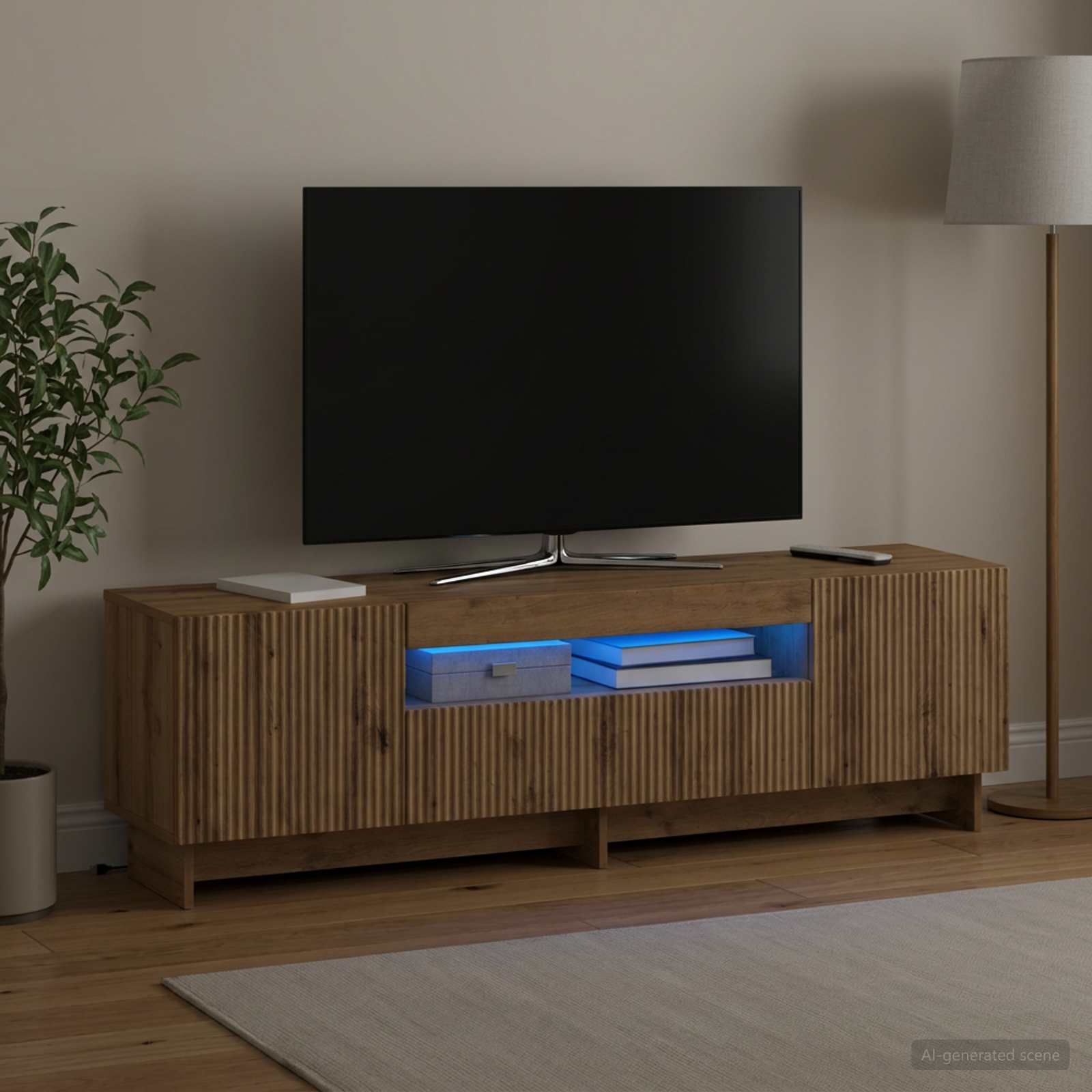 LED televizoriaus spintelė Artisano ąžuolo Apdirbta mediena