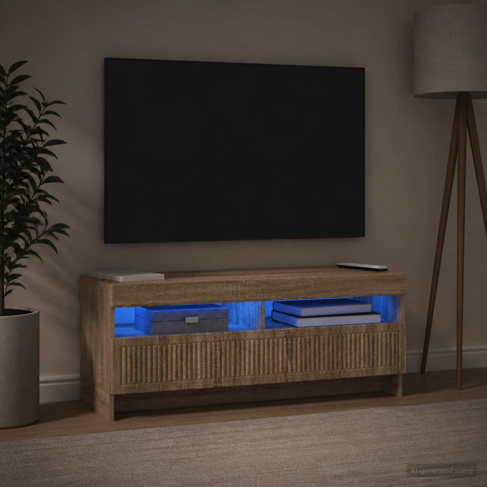 LED televizoriaus spintelė Sonoma ąžuolas Apdirbta mediena